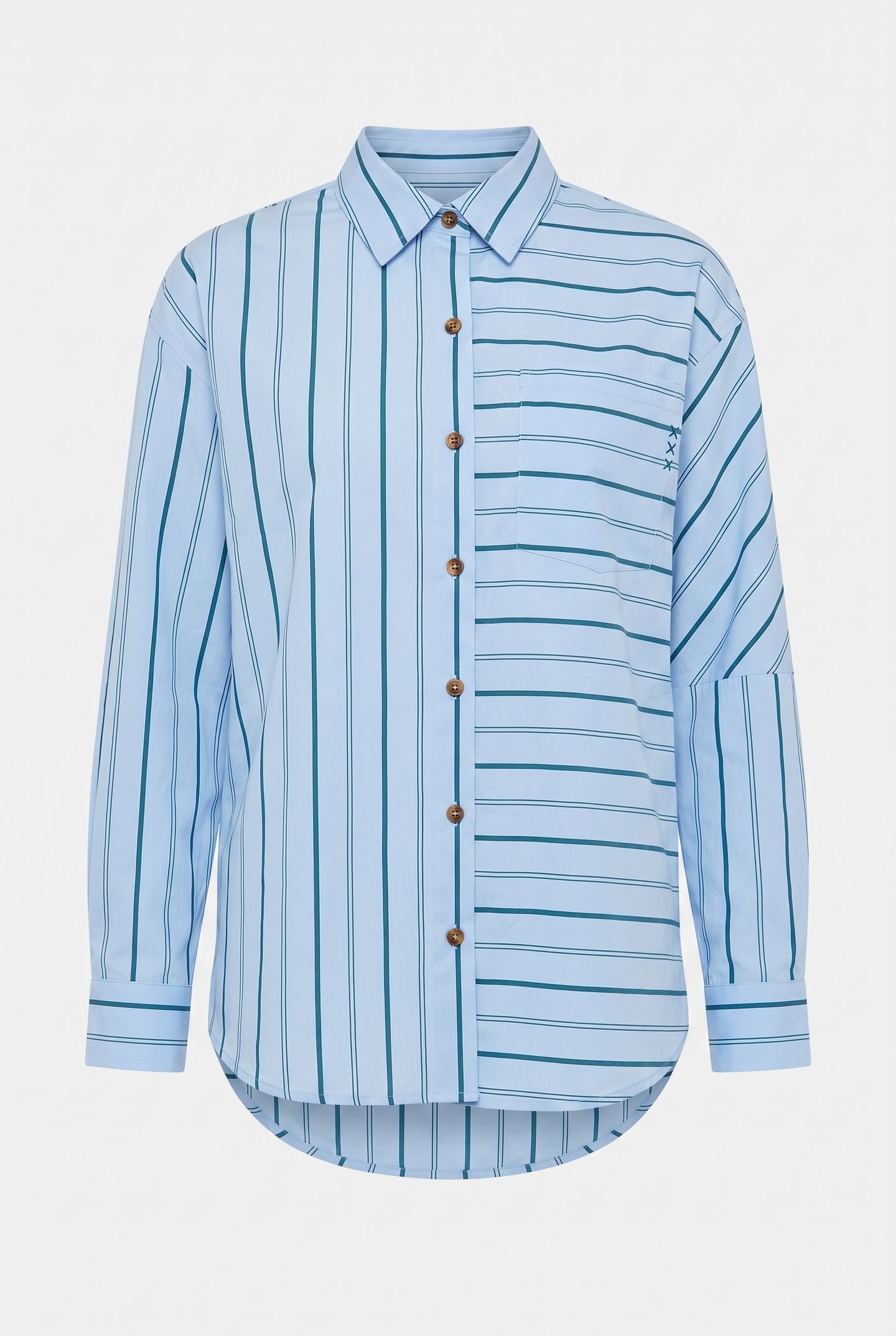 OVERSIZED SHIRT CERULEAN MULTI PINSTRIPE 3