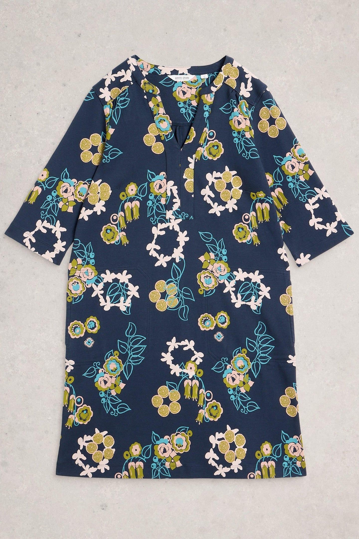 JADA JERSEY SHIFT DRESS NAVY PRINT 1