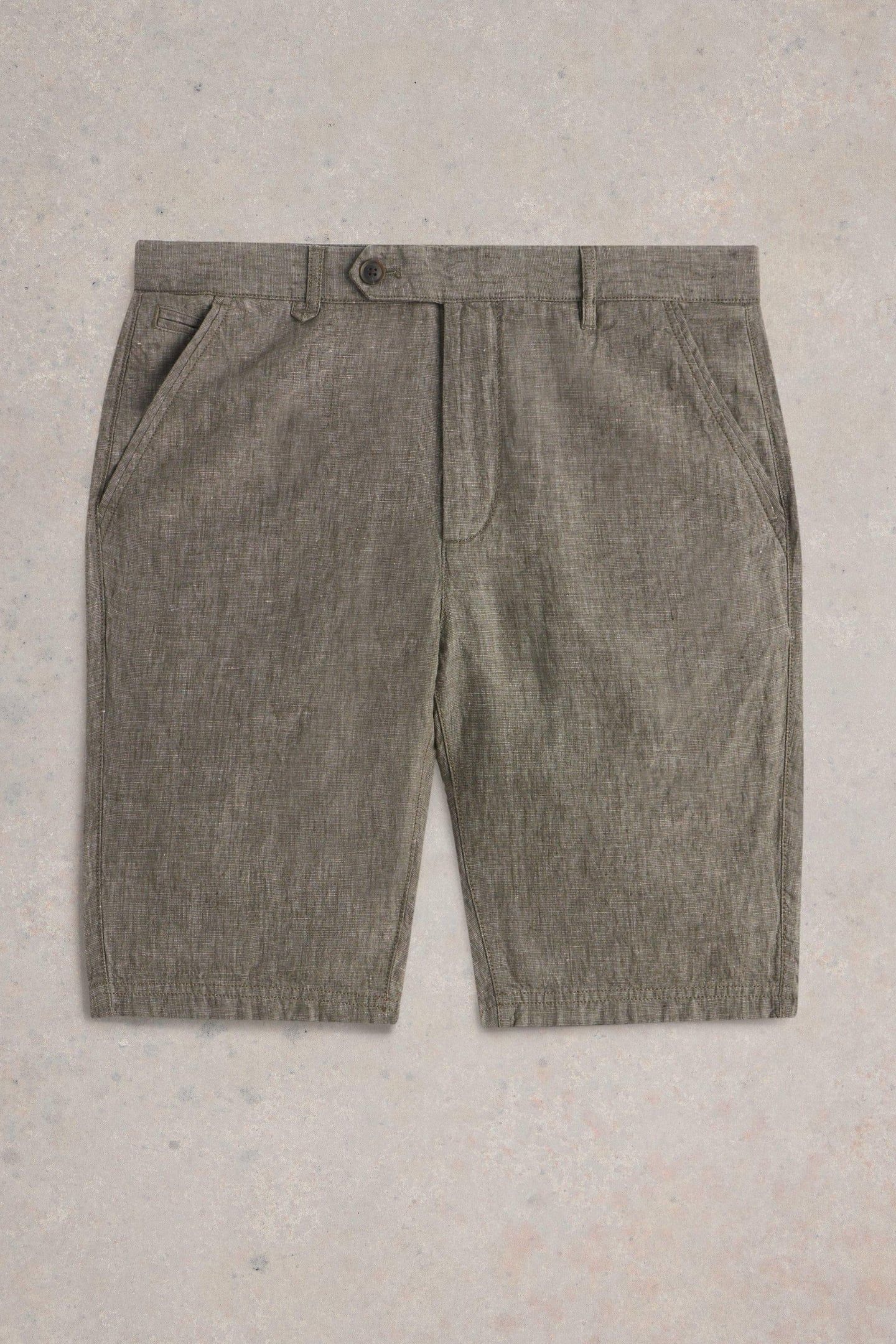 LINEN CHINO SHORT KHAKI GREEN 4