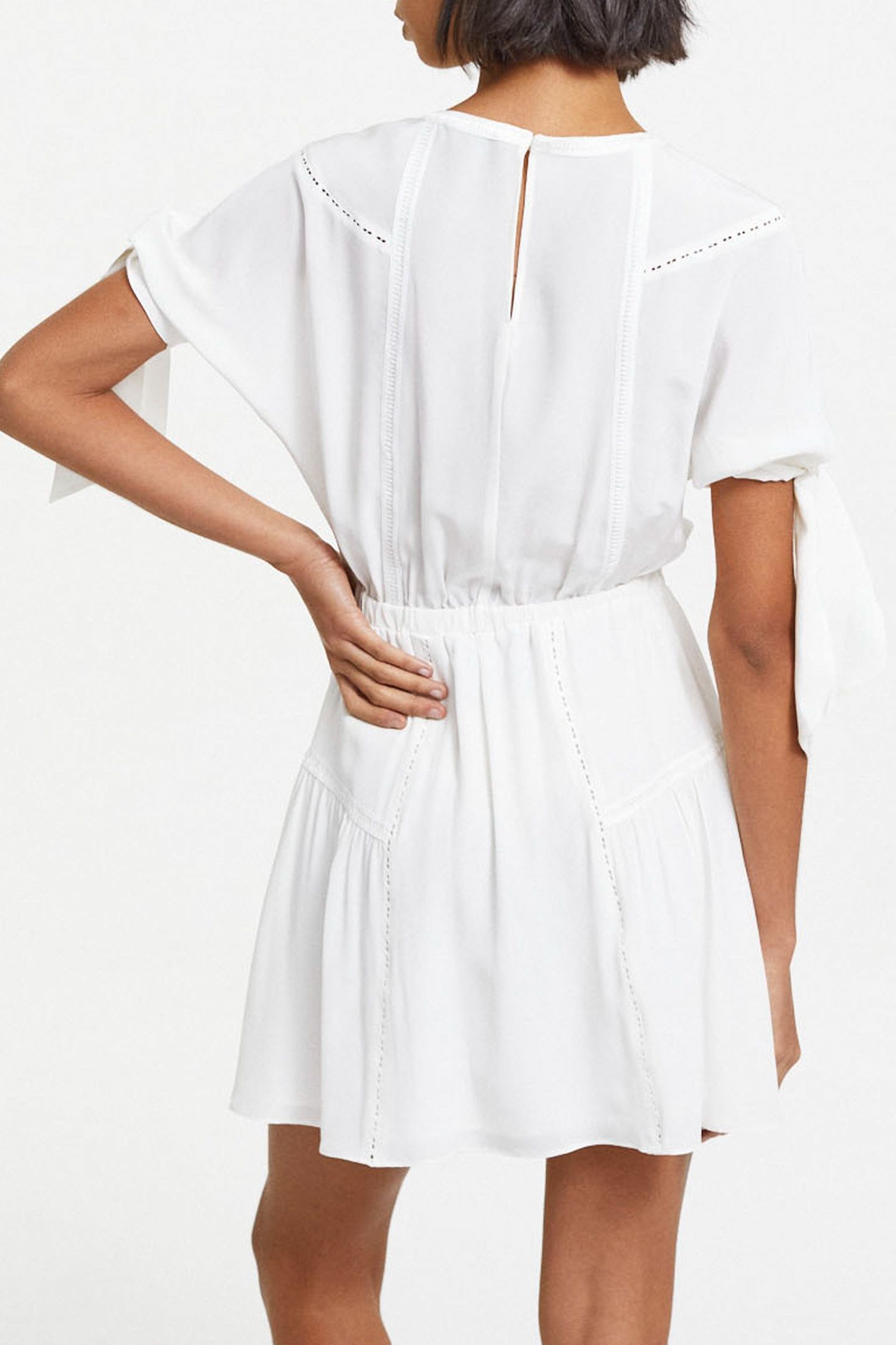 SHORT DRESS WITH SHORT-SLEEVED BRAIDS OFF WHITE 4