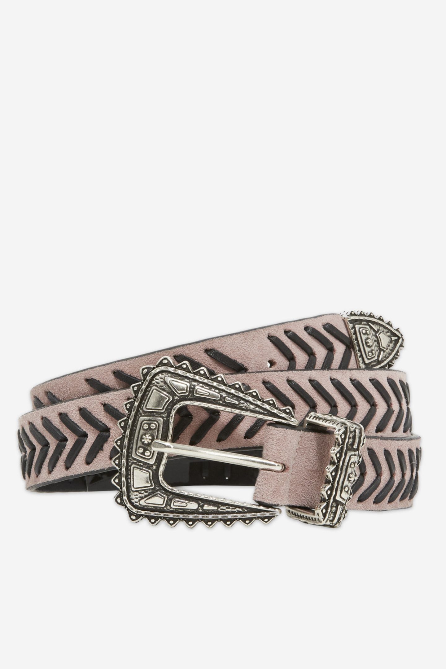 SUEDE BELT WITH BRAID PINK 2