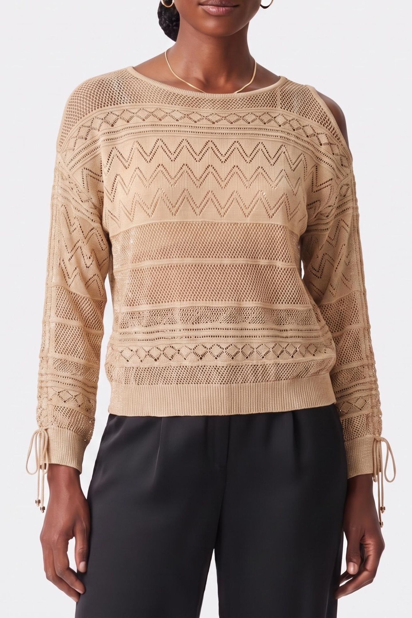 GUESS ECO NELLIE LS BOAT NECK GOLD LUREX 1