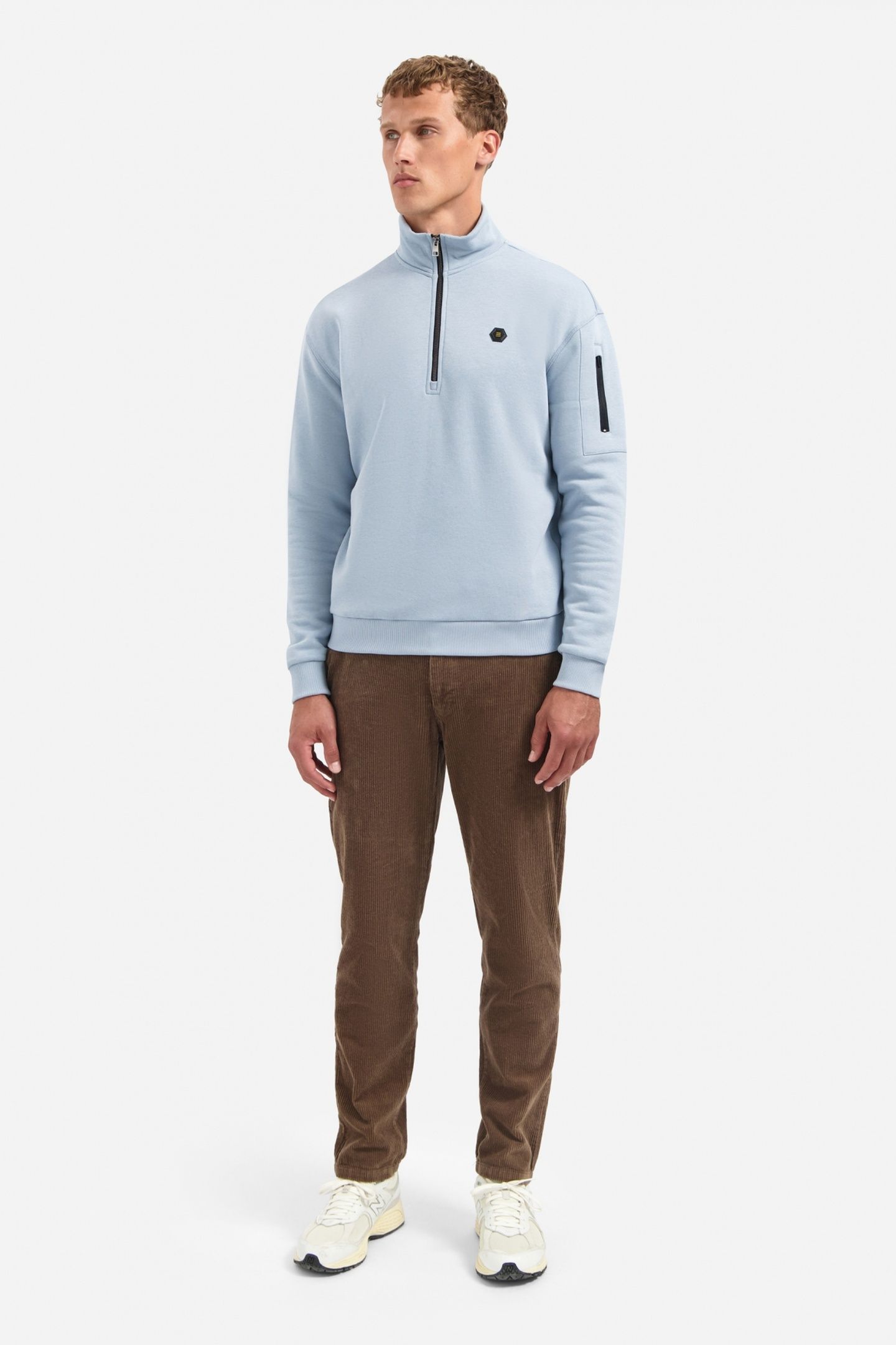 SWEATER HALF ZIP BRUSHED DUSTY BLUE 2