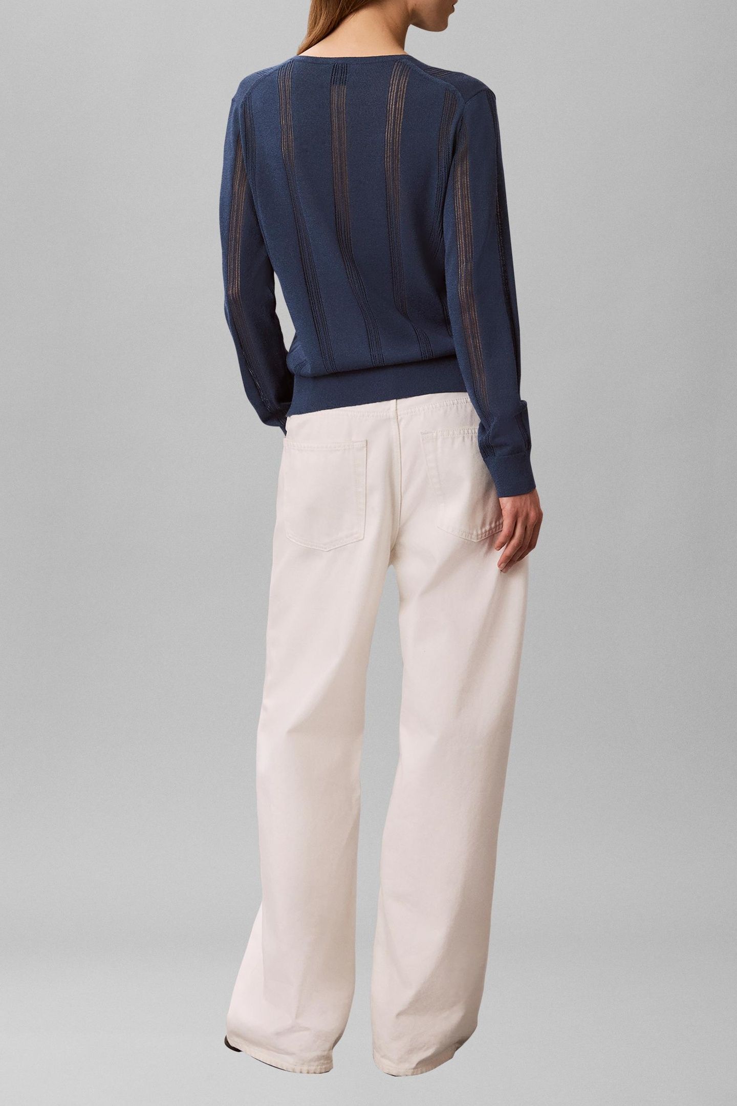 LINEN BLEND CARDIGAN DARK DENIM 3