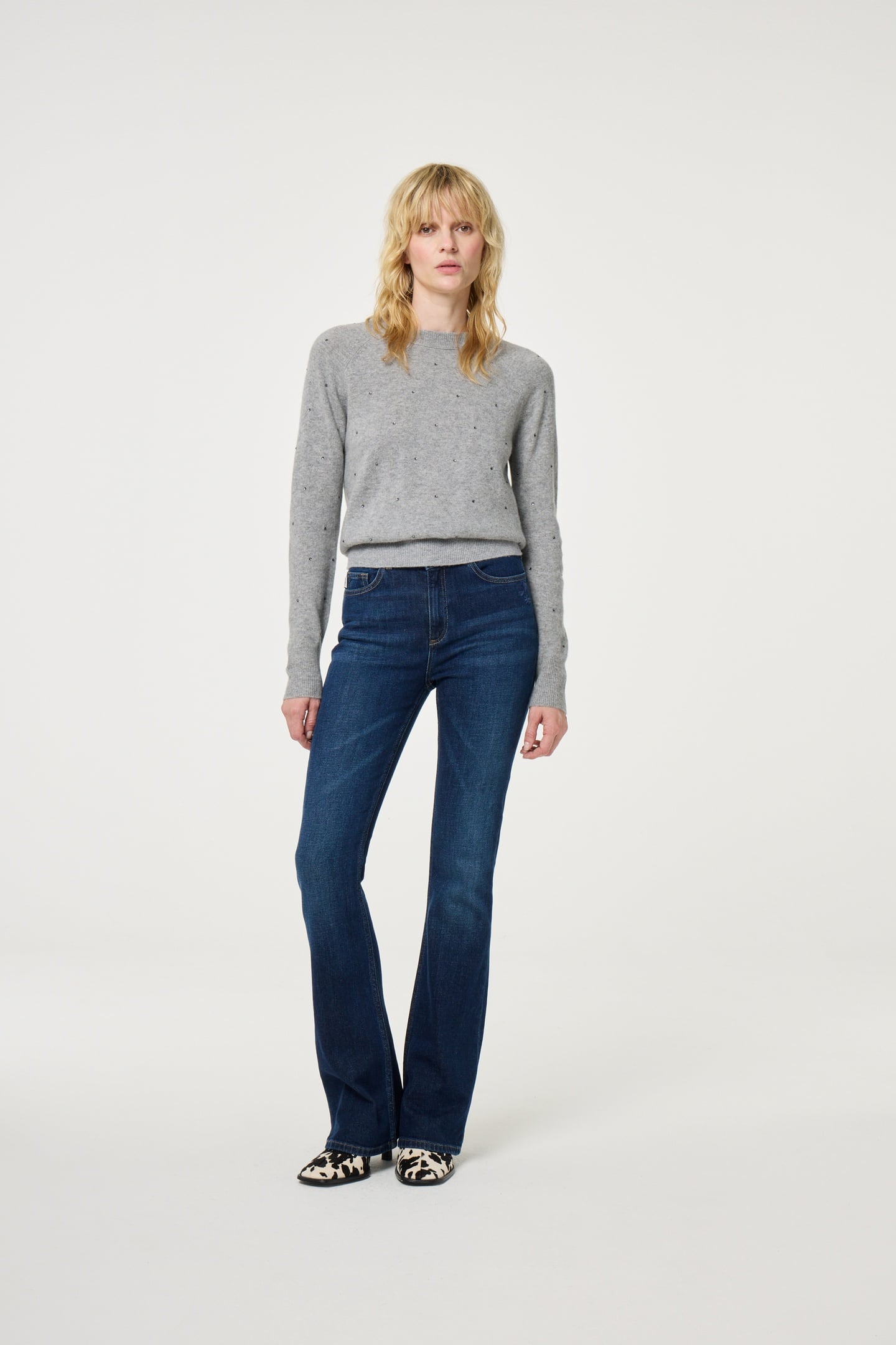 LIDI RHINESTONE PULLOVER GREY MELANGE 1