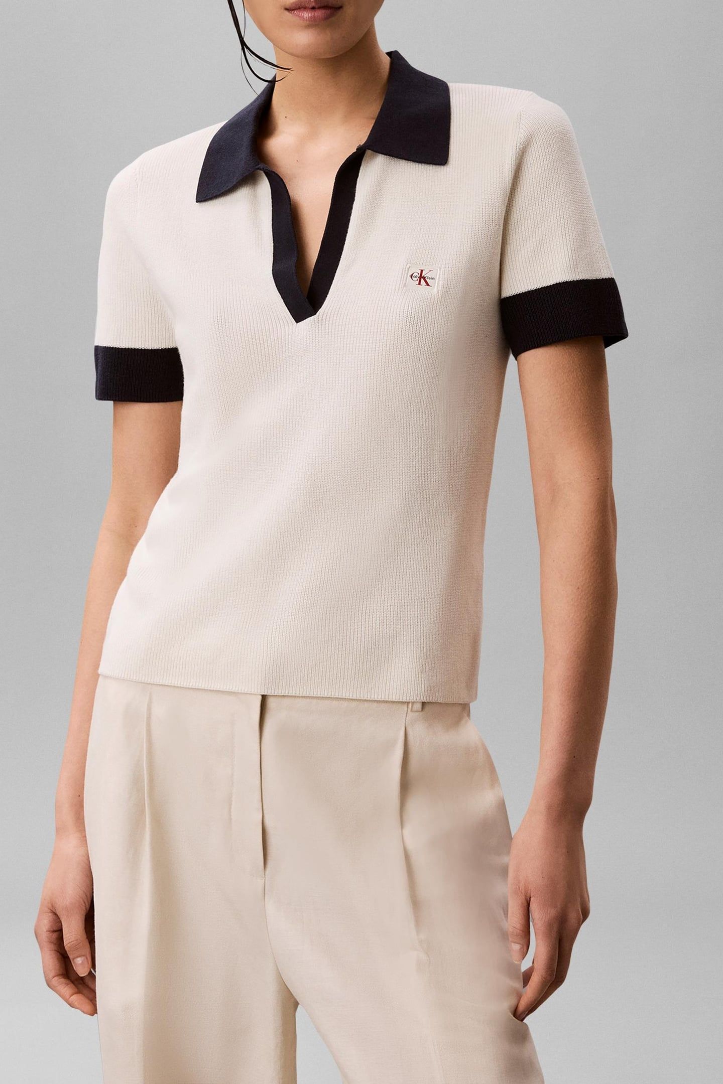 WOVEN LABEL SHORT SLEEVE POLO TOFU 1