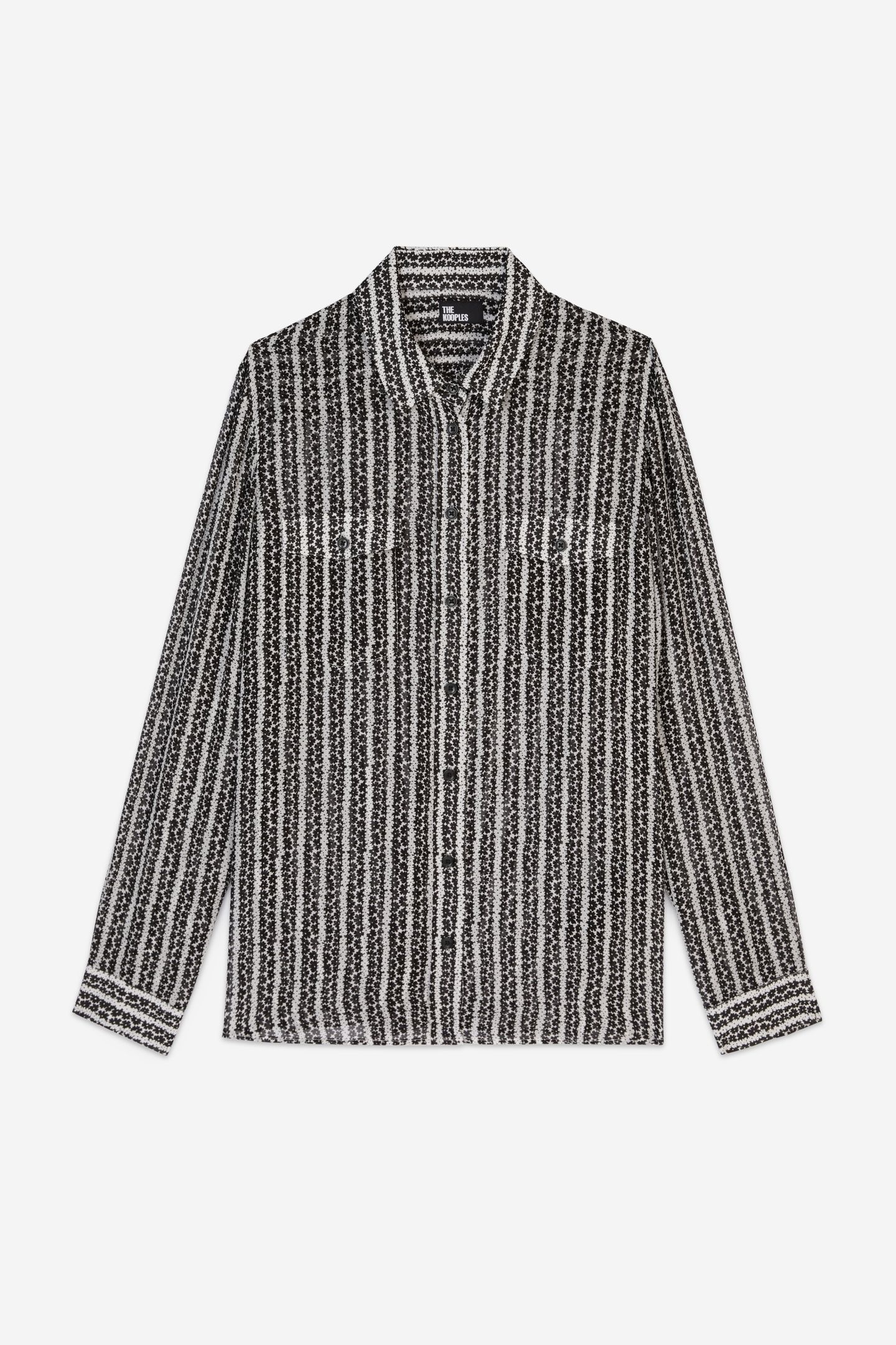 LONG-SLEEVED GEORGETTE SHIRT BLACK WHITE 5
