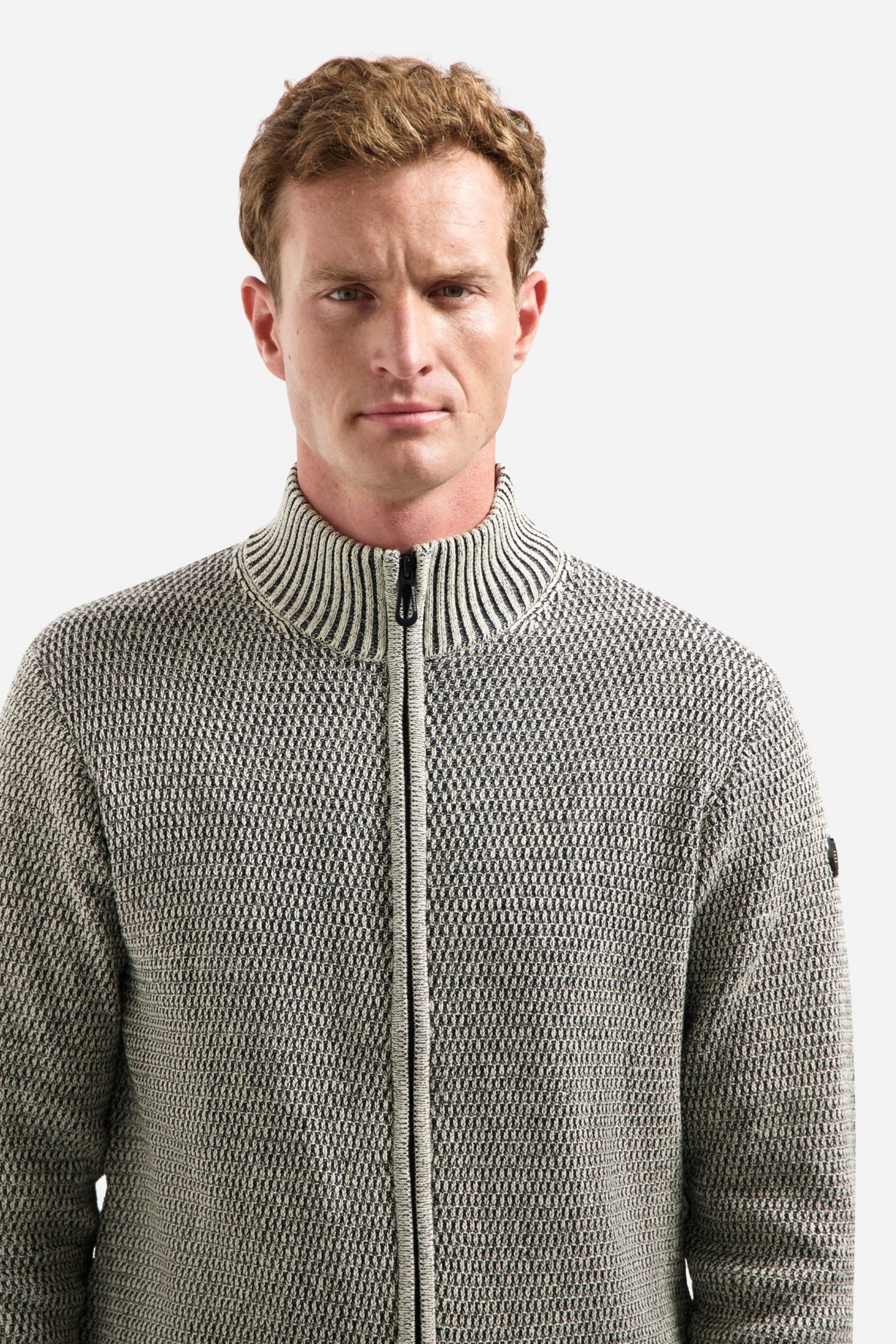 CARDIGAN 2 COLOURED MELANGE STONE 2