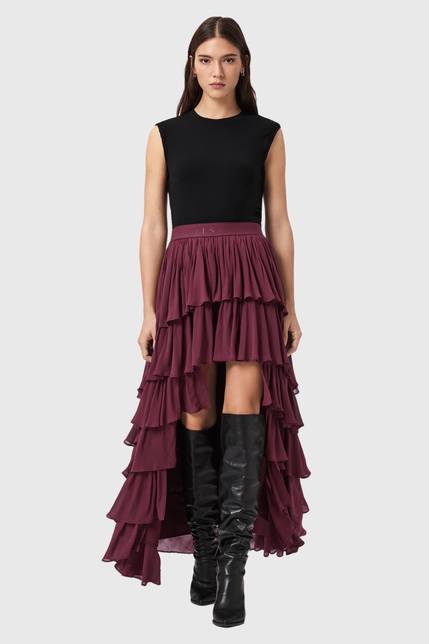CAVARLY MAXI SKIRT TAWNY PORT RED 1