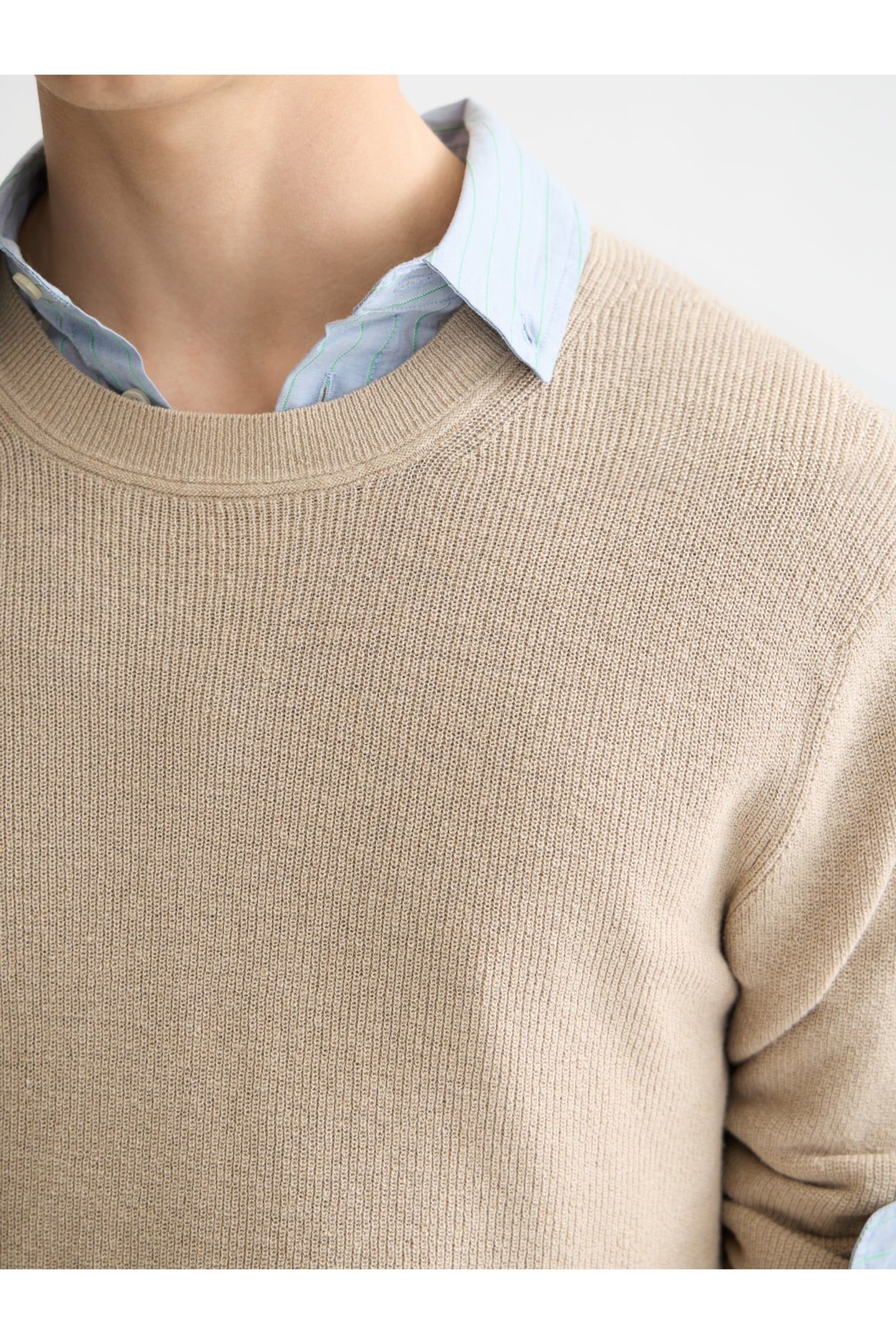 LINNEN BLEND CREW NECK PLAZA TAUPE 6