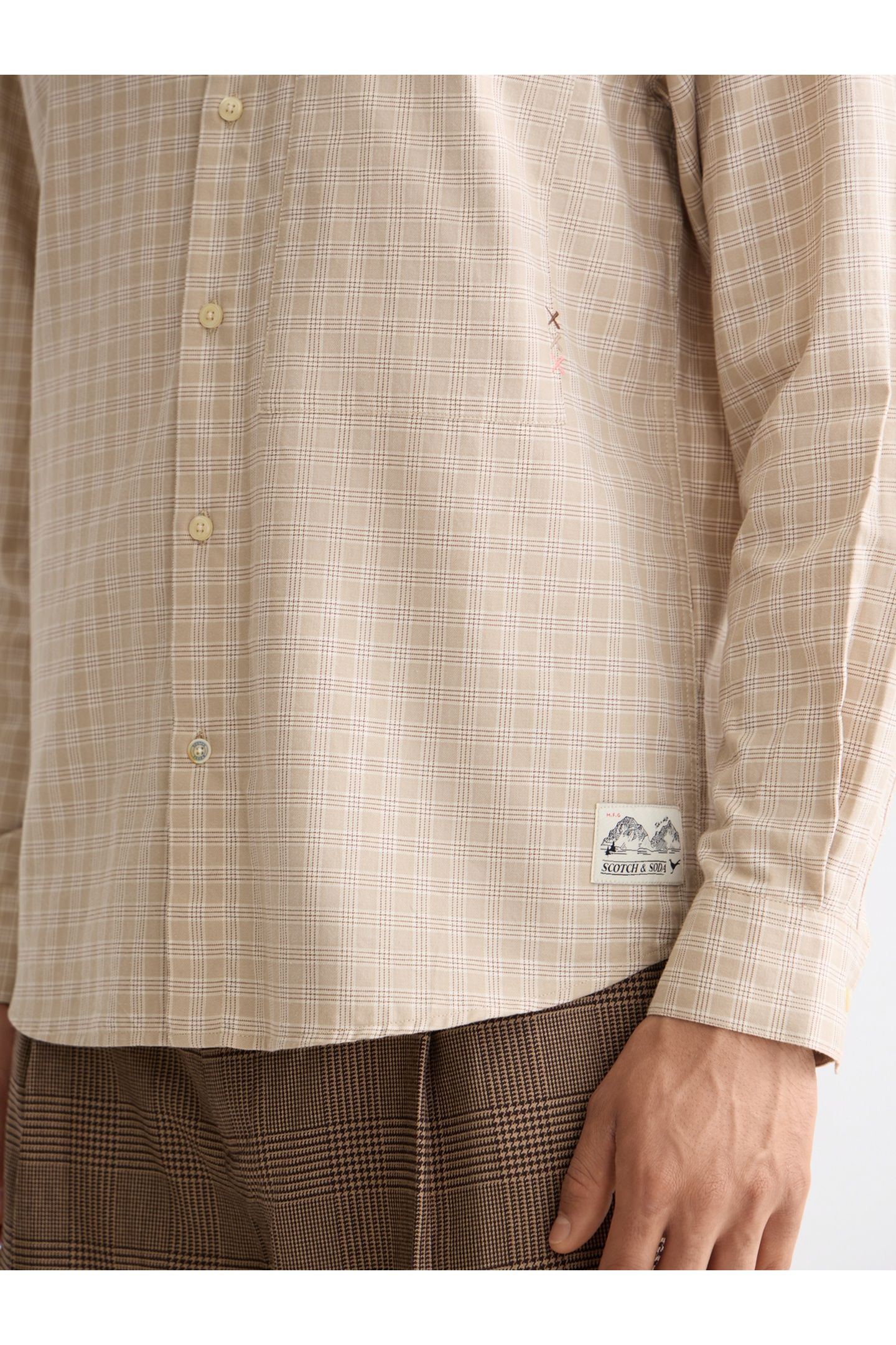 LIGHTWEIGHT FLANNEL CHECKED SHIRT PLAZA TAUPE CHECK 7