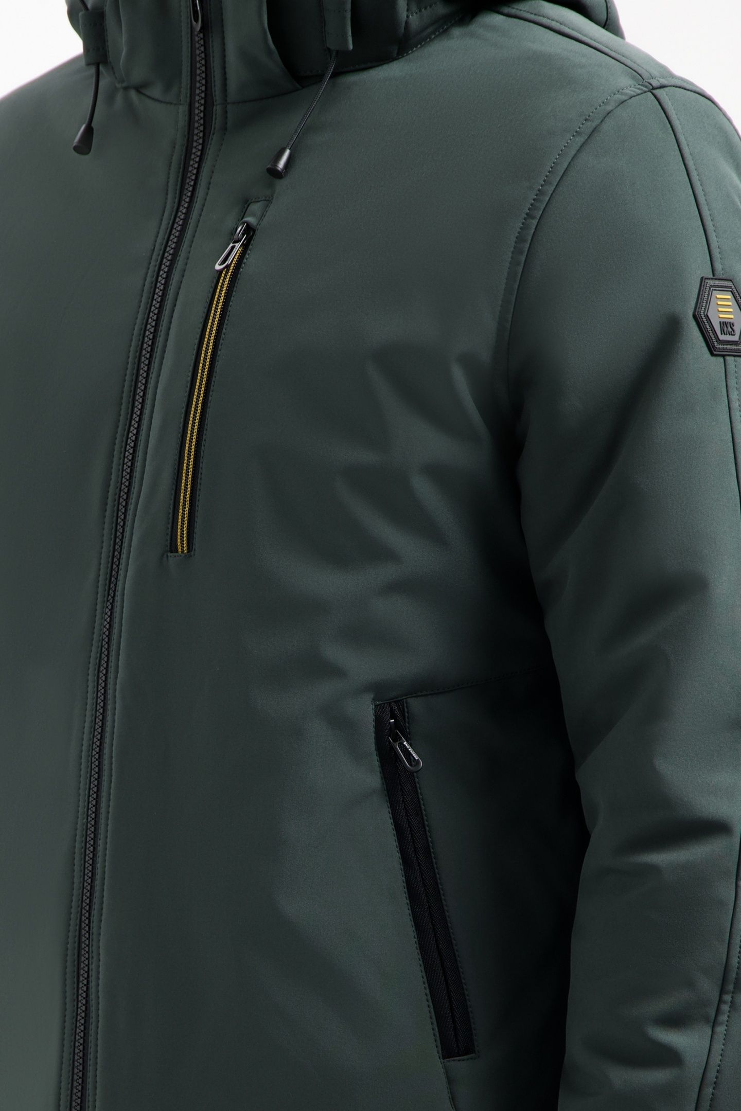 JACKET SHORT FIT HOODED SOFTSHELL STRETCH DARK STEEL 7
