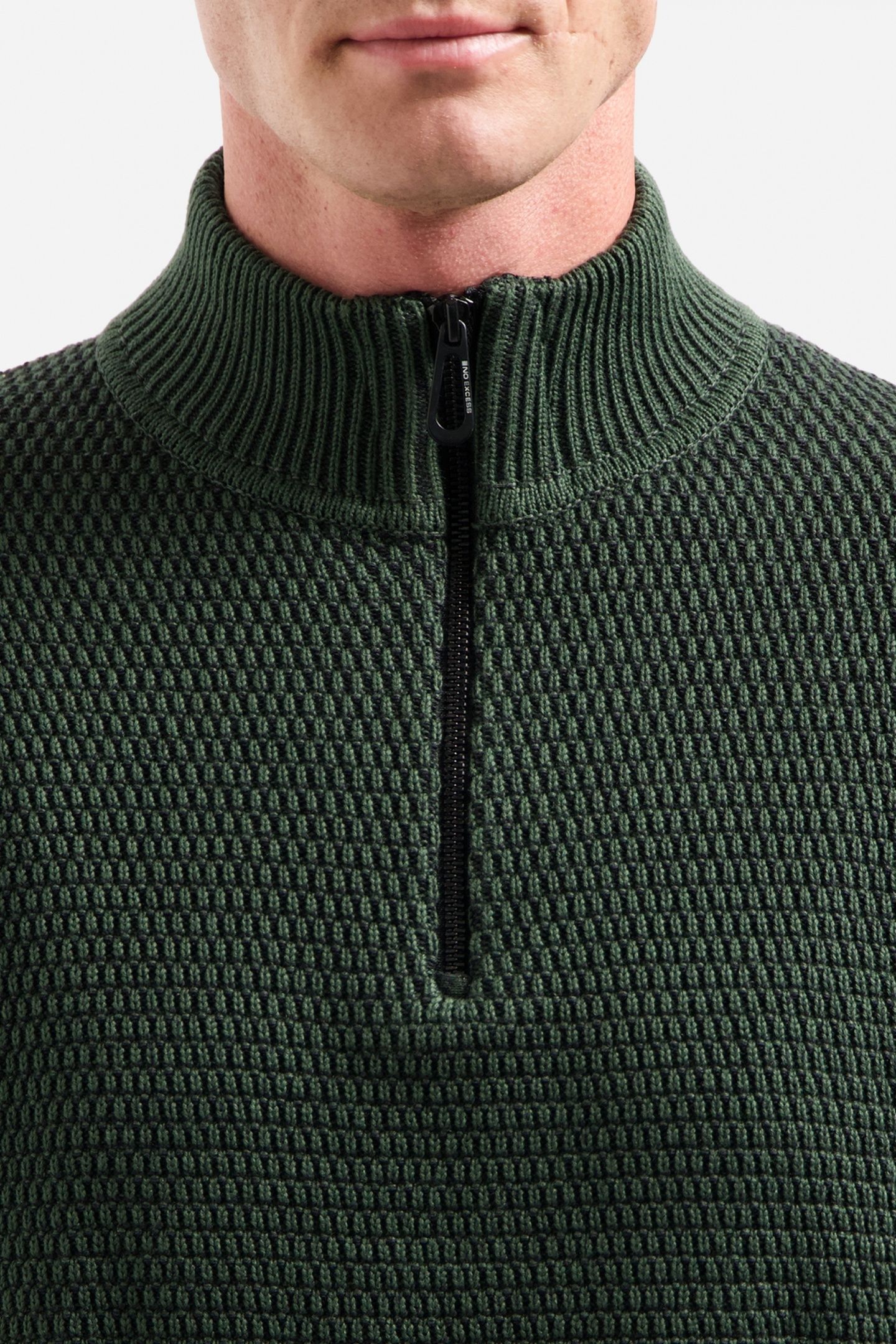 PULLOVER HALF ZIPPER 2 COLOURED MELANGE DARK GREEN 7