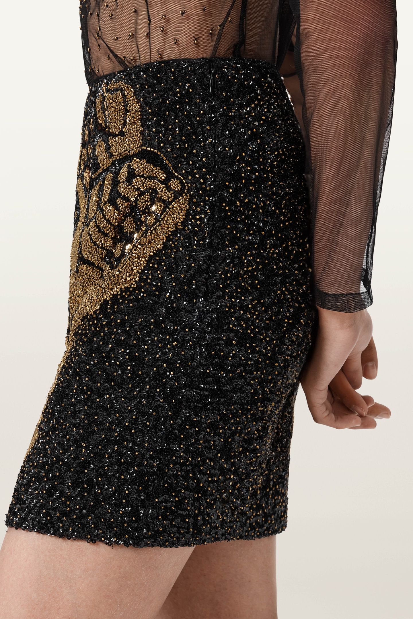 JAMILIA EMB SKIRT BLACK/GOLD 6