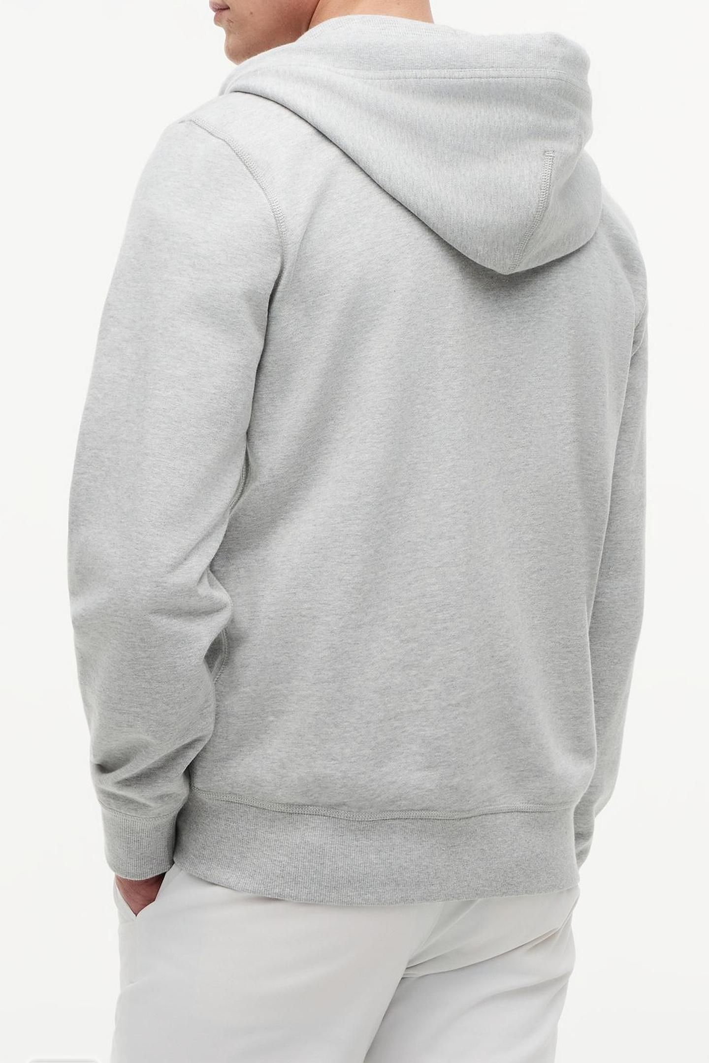 FLAG EMBROIDERY FRENCH TERRY ZIP-THRU HOODY LIGHT GREY HEATH 2