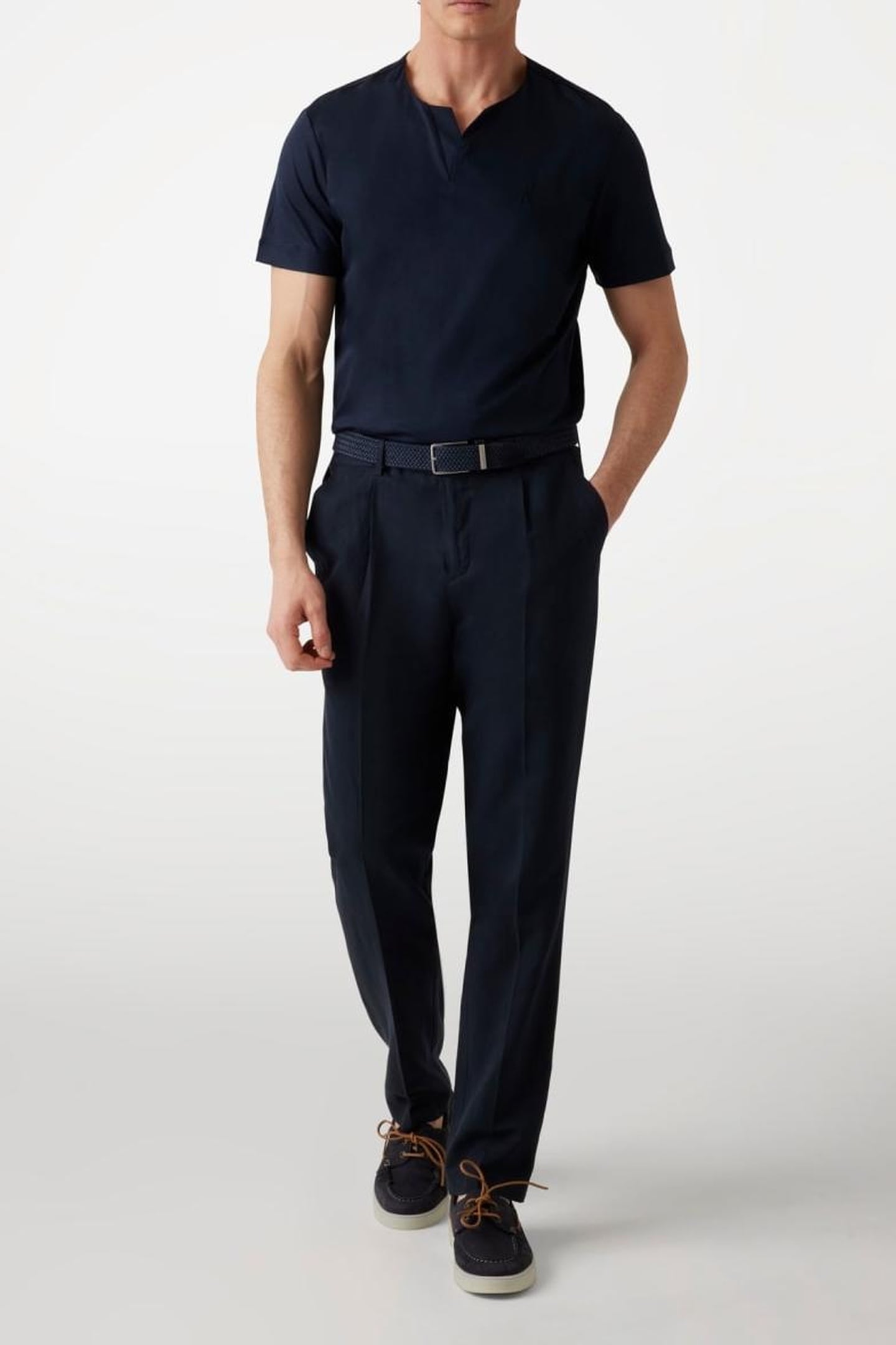 OPEN COLLAR SS TEE R NAVY SEA 1