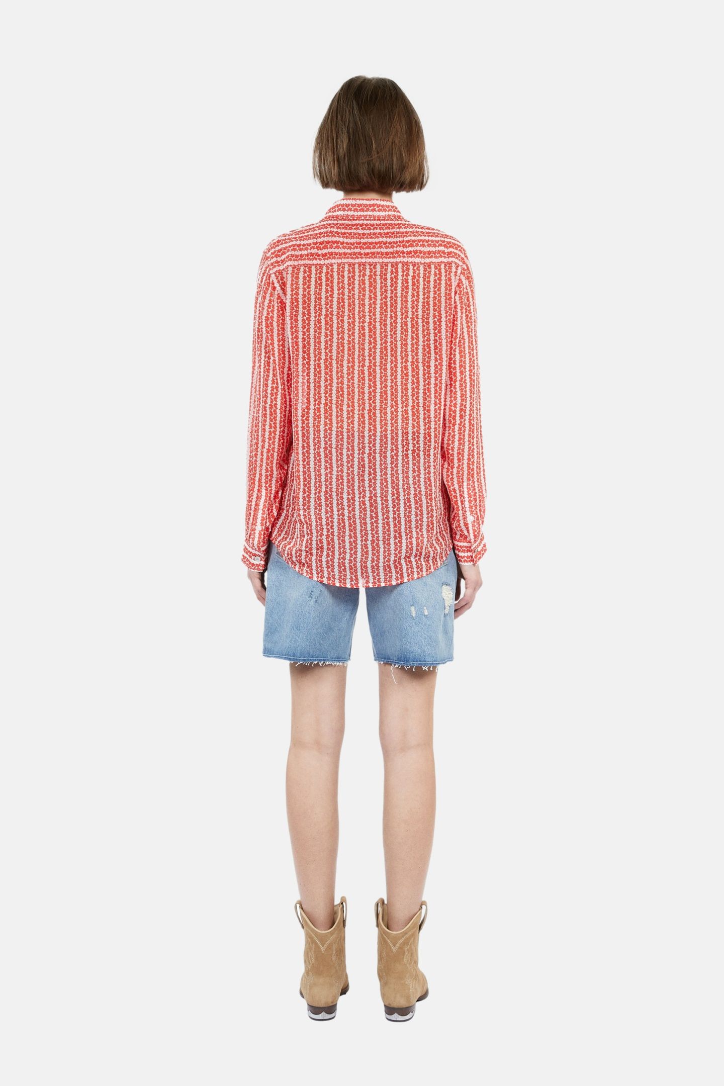 LONG-SLEEVED GEORGETTE SHIRT RED WHITE 4