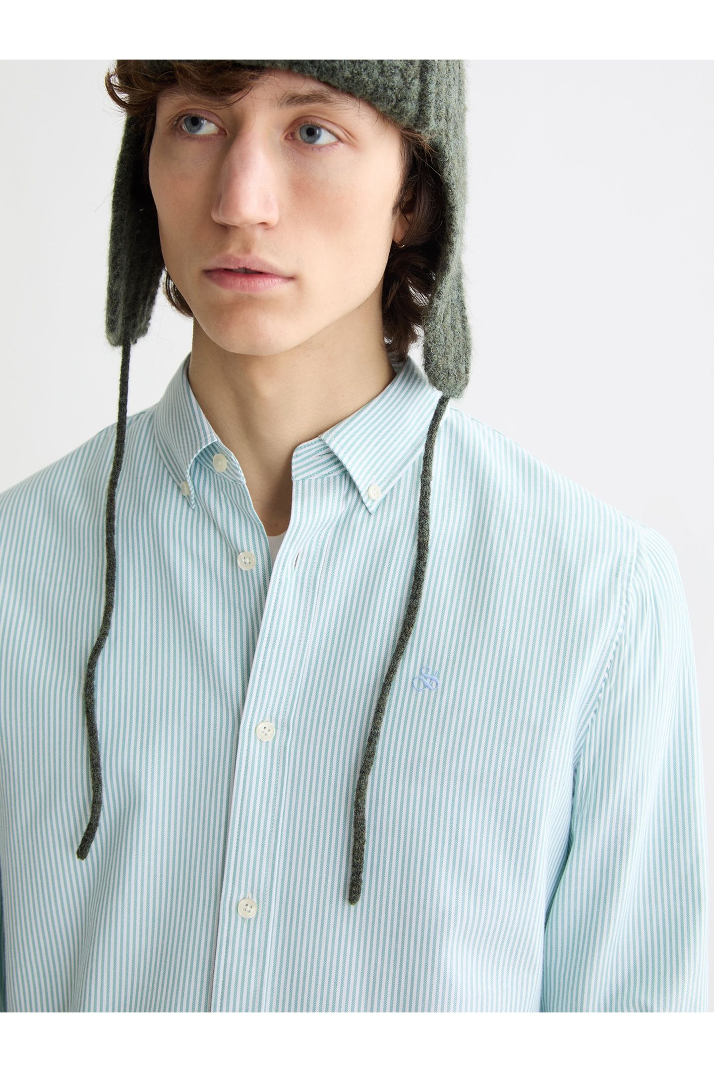 SEASONAL CORE - STRIPED REGULAR-FIT OXFORD SHIRT AGATE GREEN 4