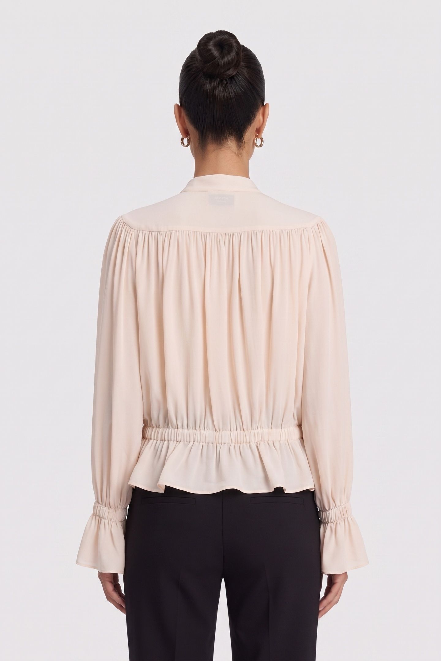 FLOWING BLOUSE WITH A LAVALIERE COLLAR ECRU 2