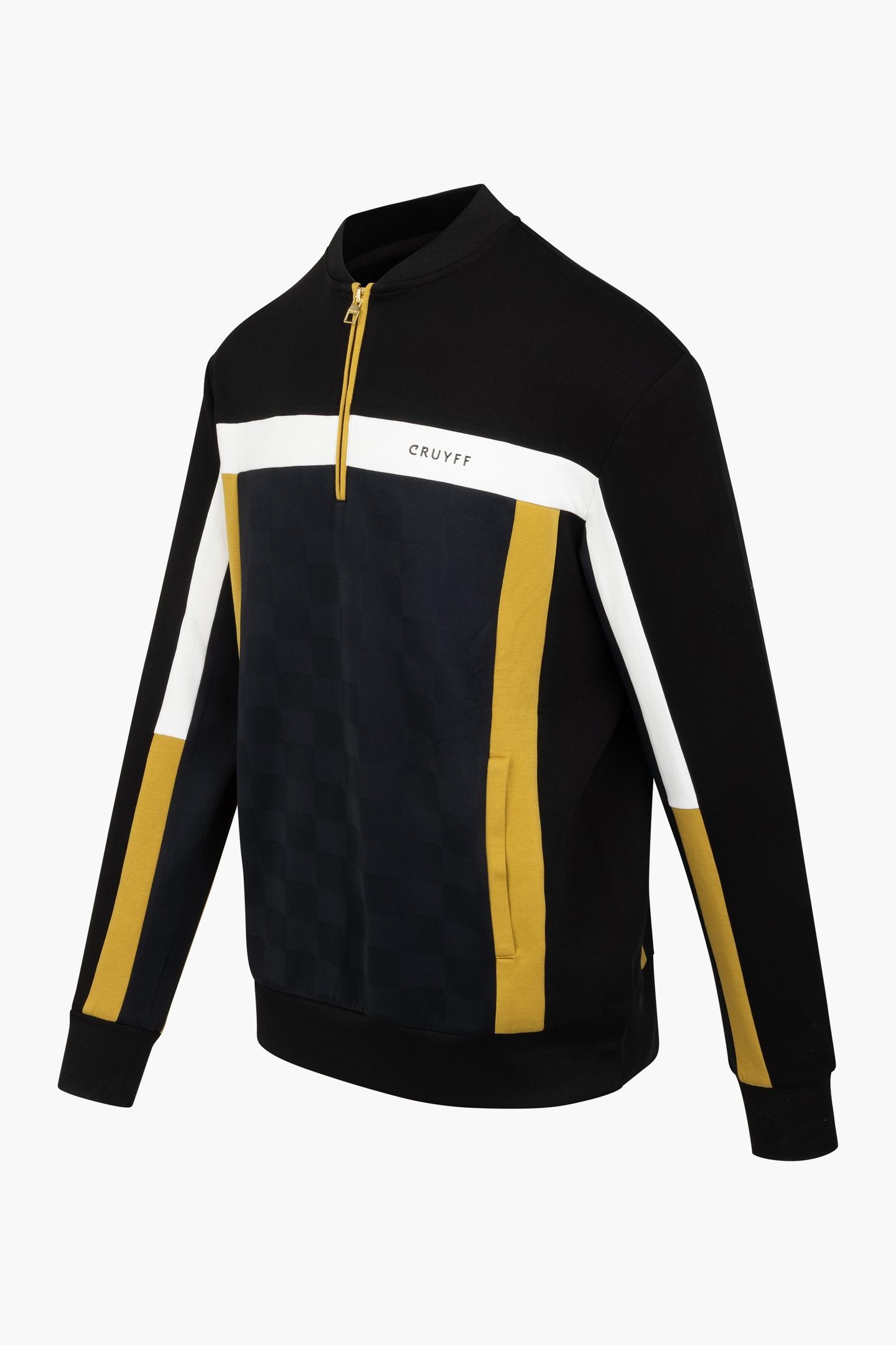 CHECK HALF ZIP BLACK/GOLD 3