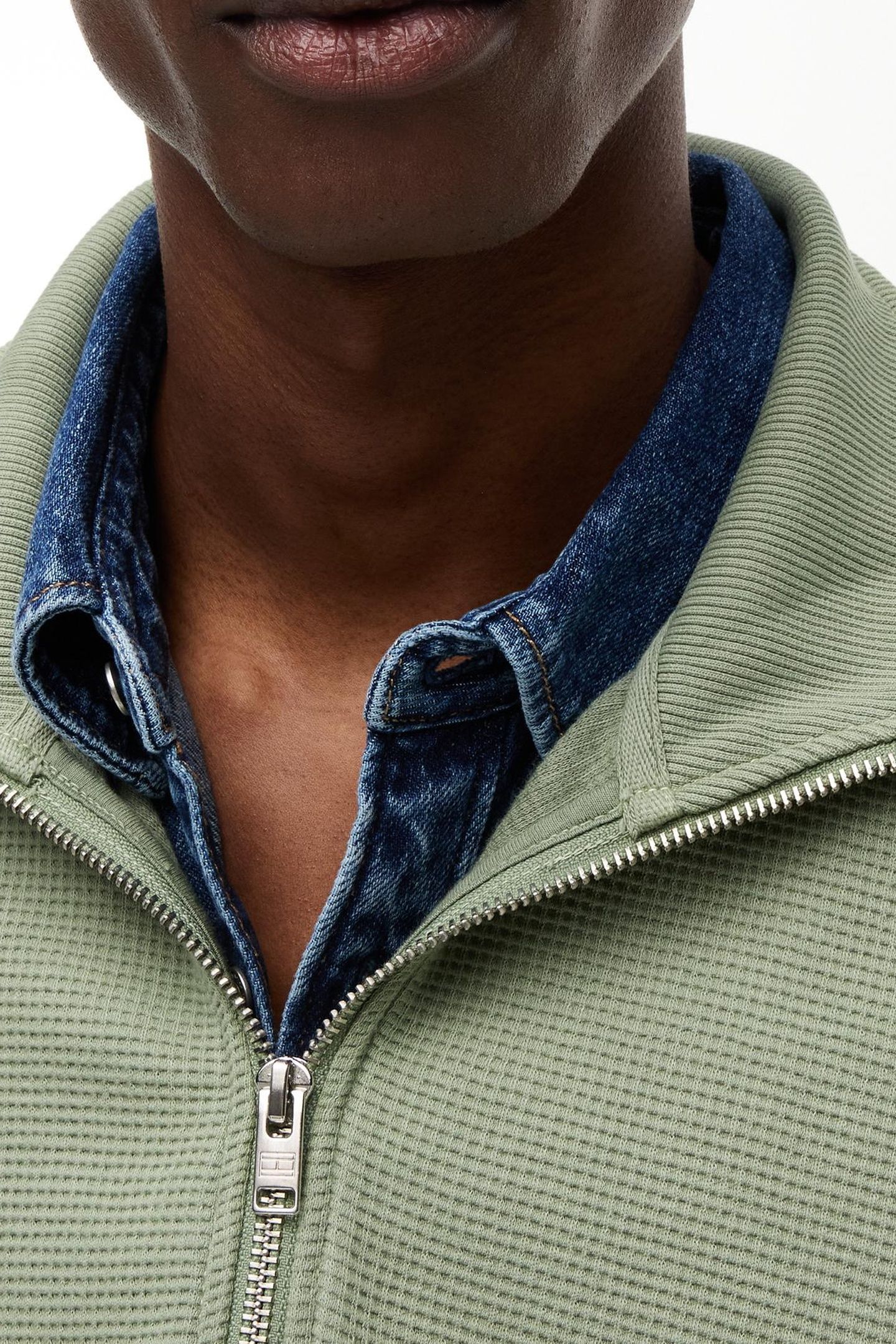 RELAXED WASHED WAFFLE KNIT SPRING OLIVE 5