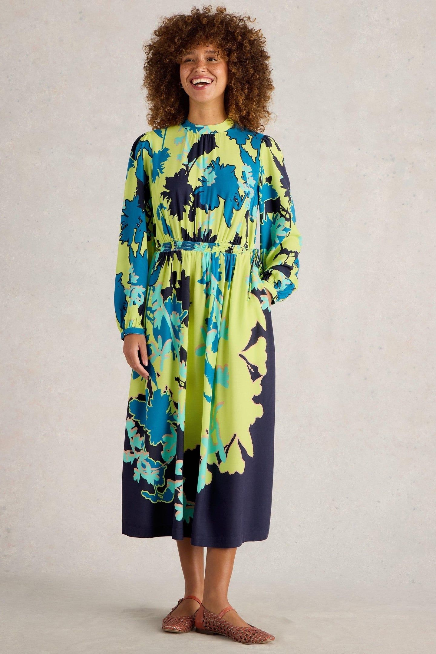 FREYA MIDI DRESS GREEN PRINT 1
