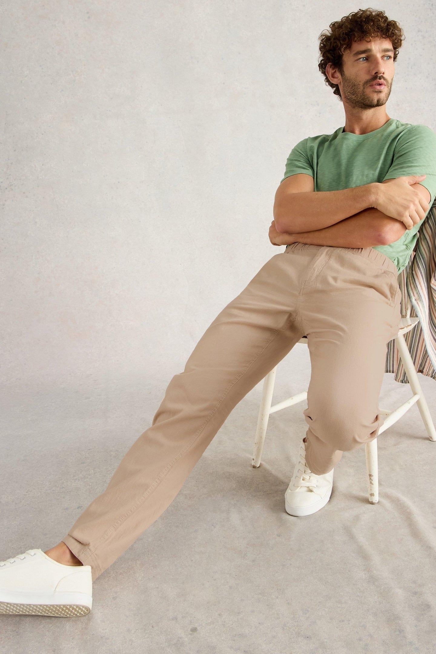 DRAWSTRING LINEN BLEND TROUSER LIGHT NATURAL 6