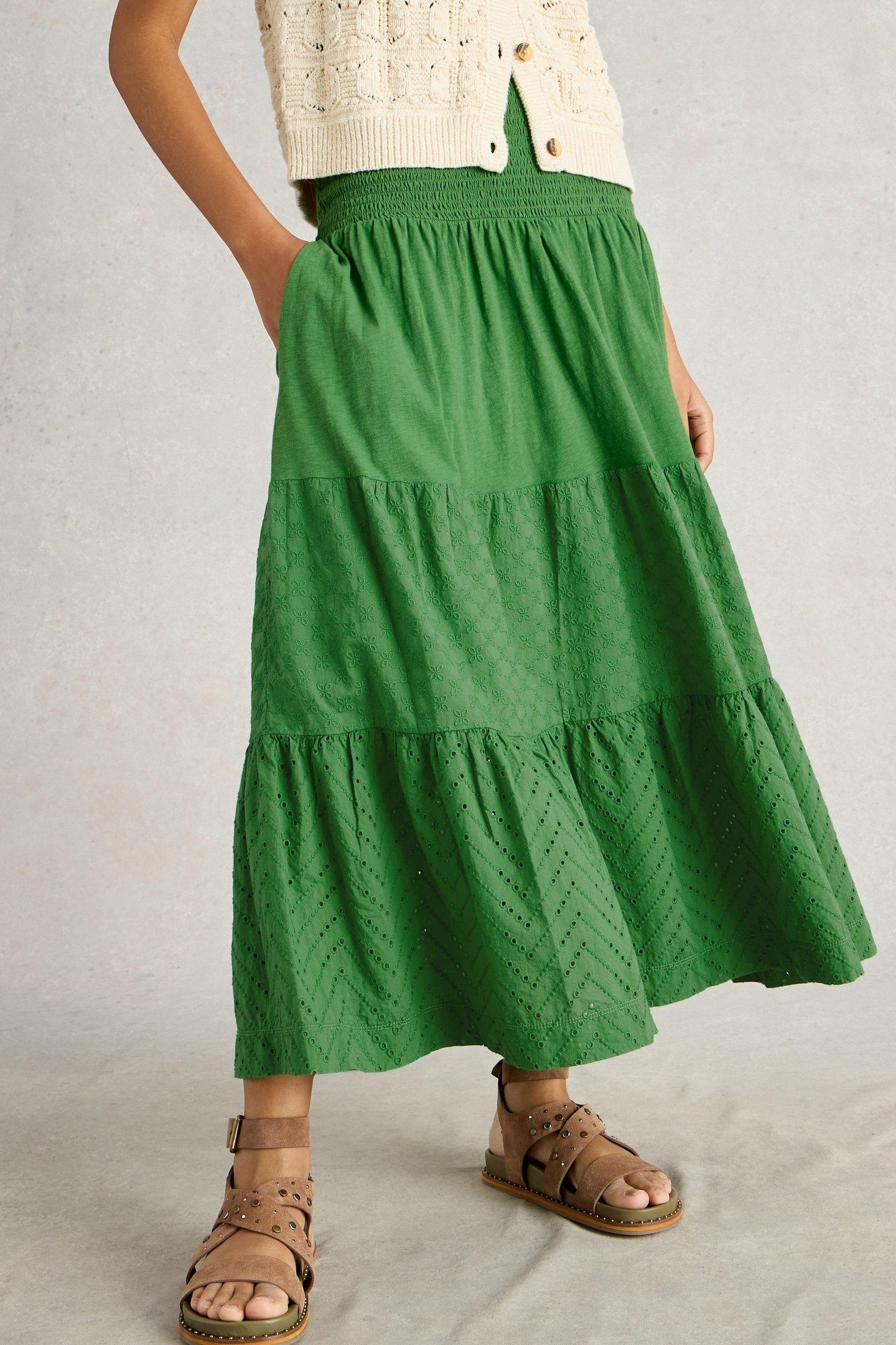 MARISSA BRODERIE MAXI SKIRT BRIGHT GREEN 1