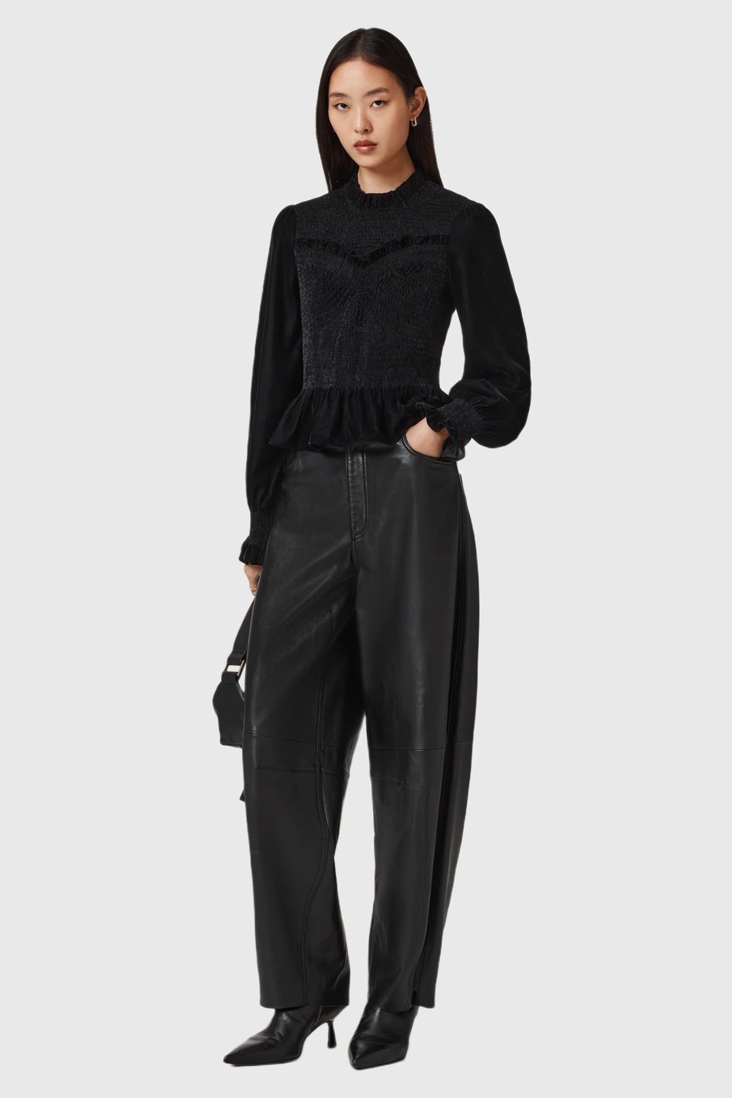 JUNO SHIRRED TOP VELVET BLACK 3