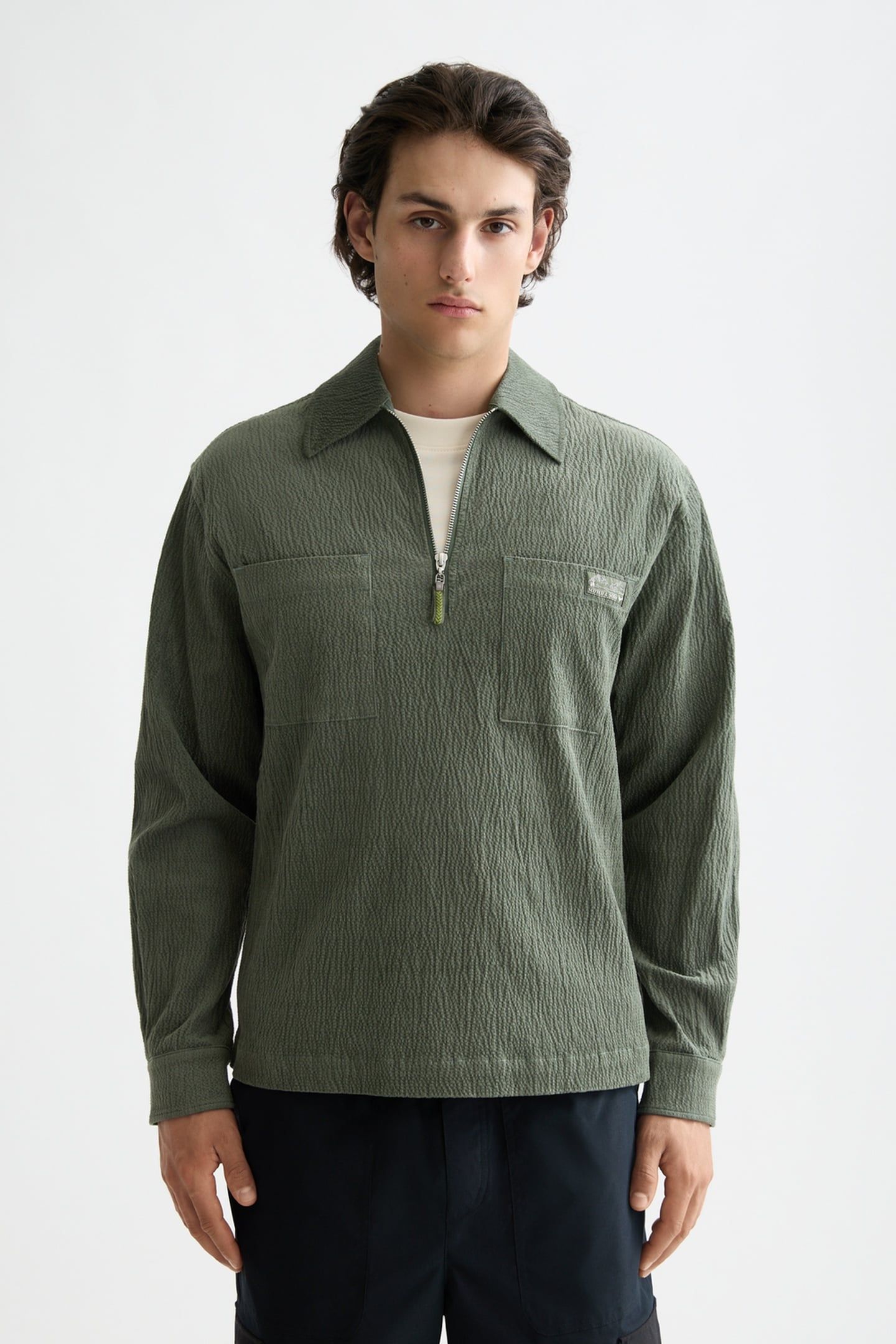 1/4 ZIP CORDUROY SHIRT THYME 1
