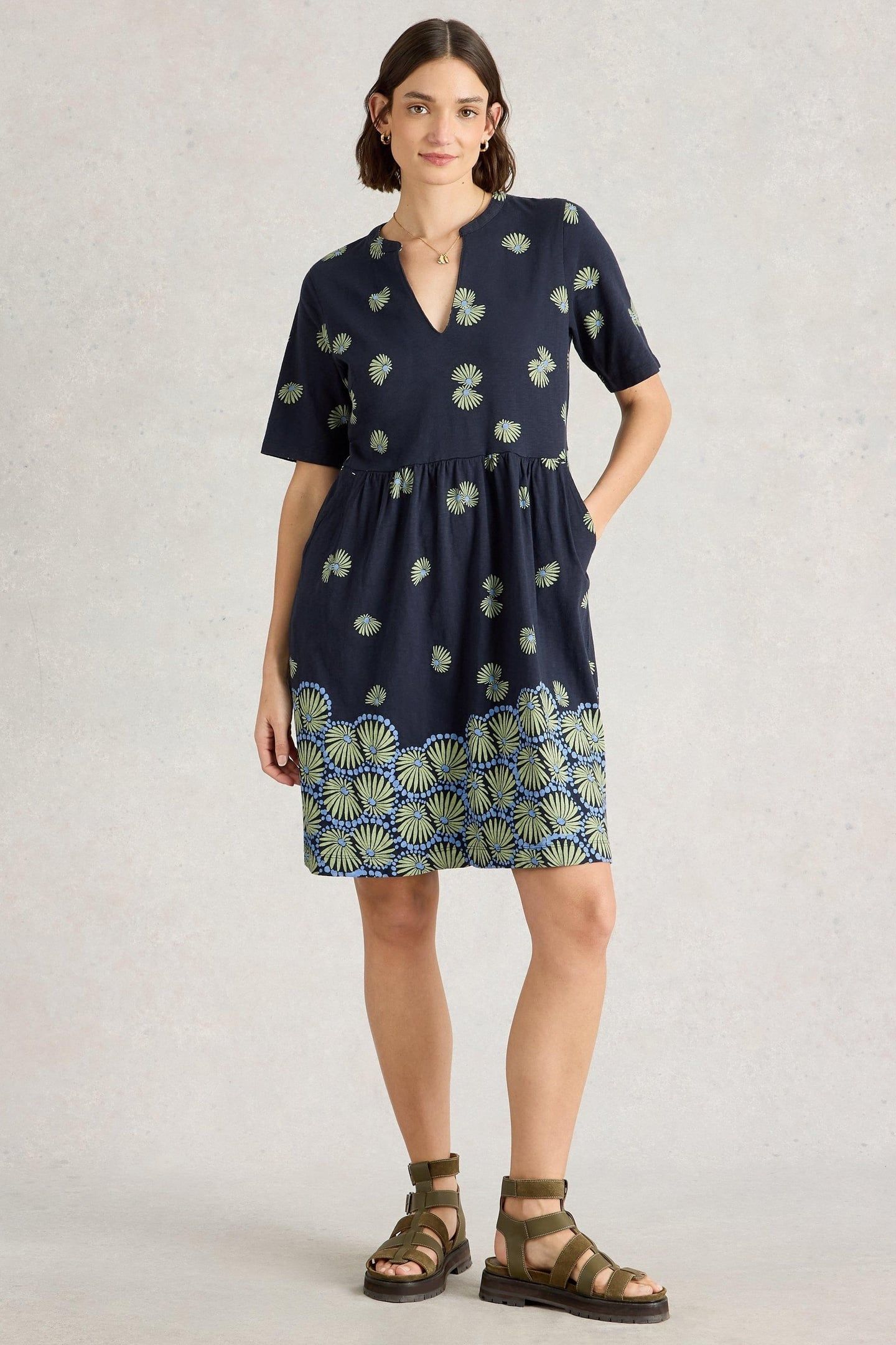 THEA JERSEY DRESS NAVY PRINT 2