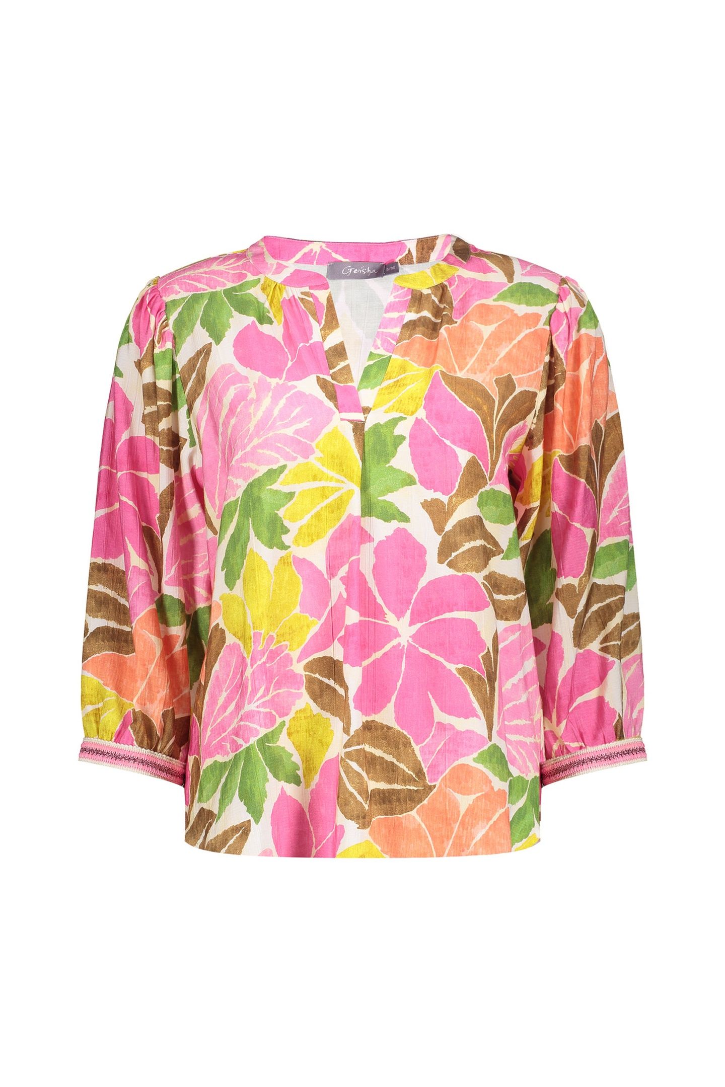 BLOUSE ECRU/TOBACCO/PINK 1