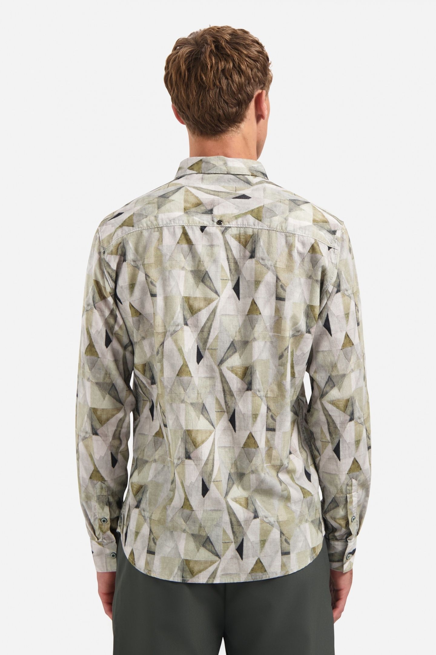 SHIRT ALLOVER PRINTED FINE CORDUROY LIGHT MOSS 4