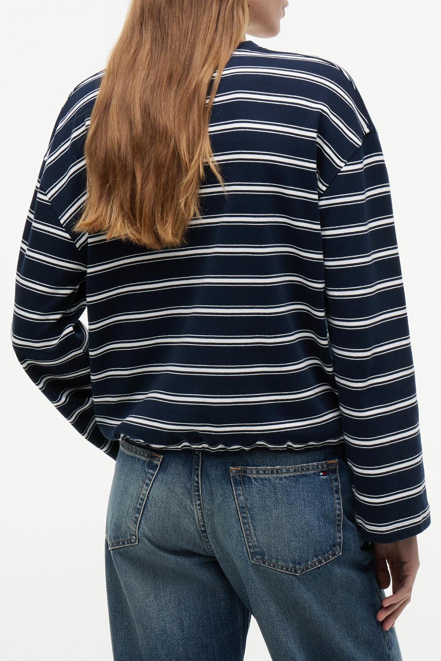STRIPE DRAWSTRING HEM LONG SLEEVE T-SHIRT MULTI DARK NIGHT N 3