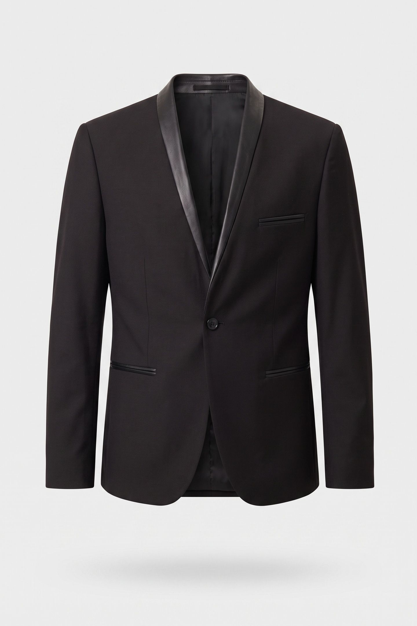 COLLARLESS SUIT JACKET BLACK 5