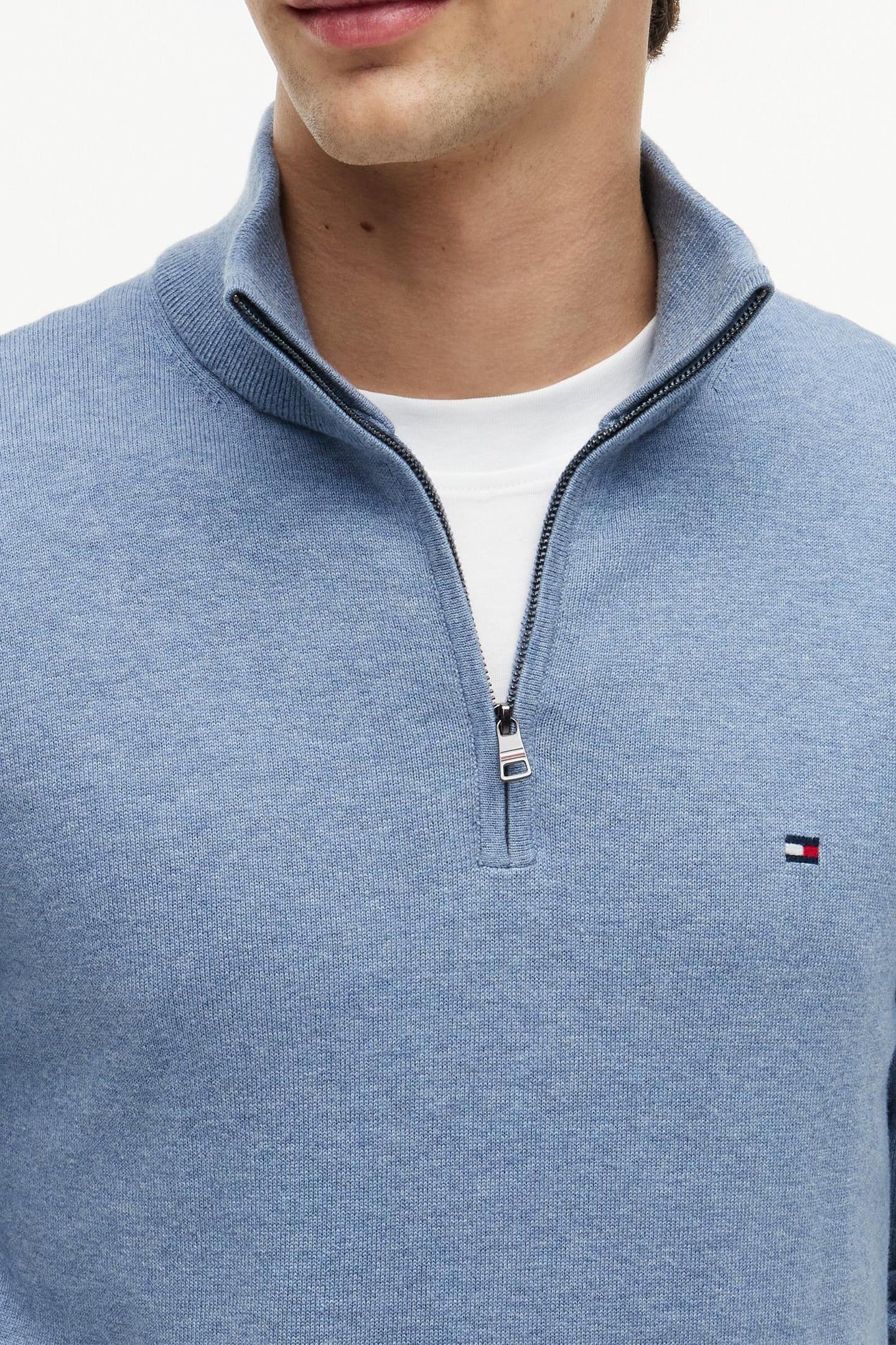 ESSENTIAL COTTON ZIP BRISK BLUE HEATHER 5