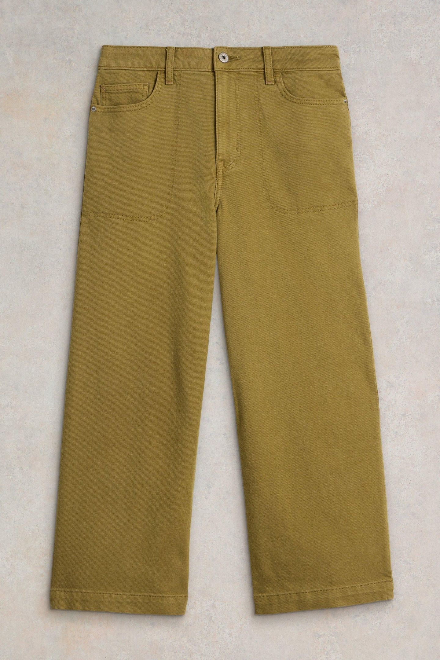 TIA WIDE LEG CROP JEAN KHAKI GREEN 4