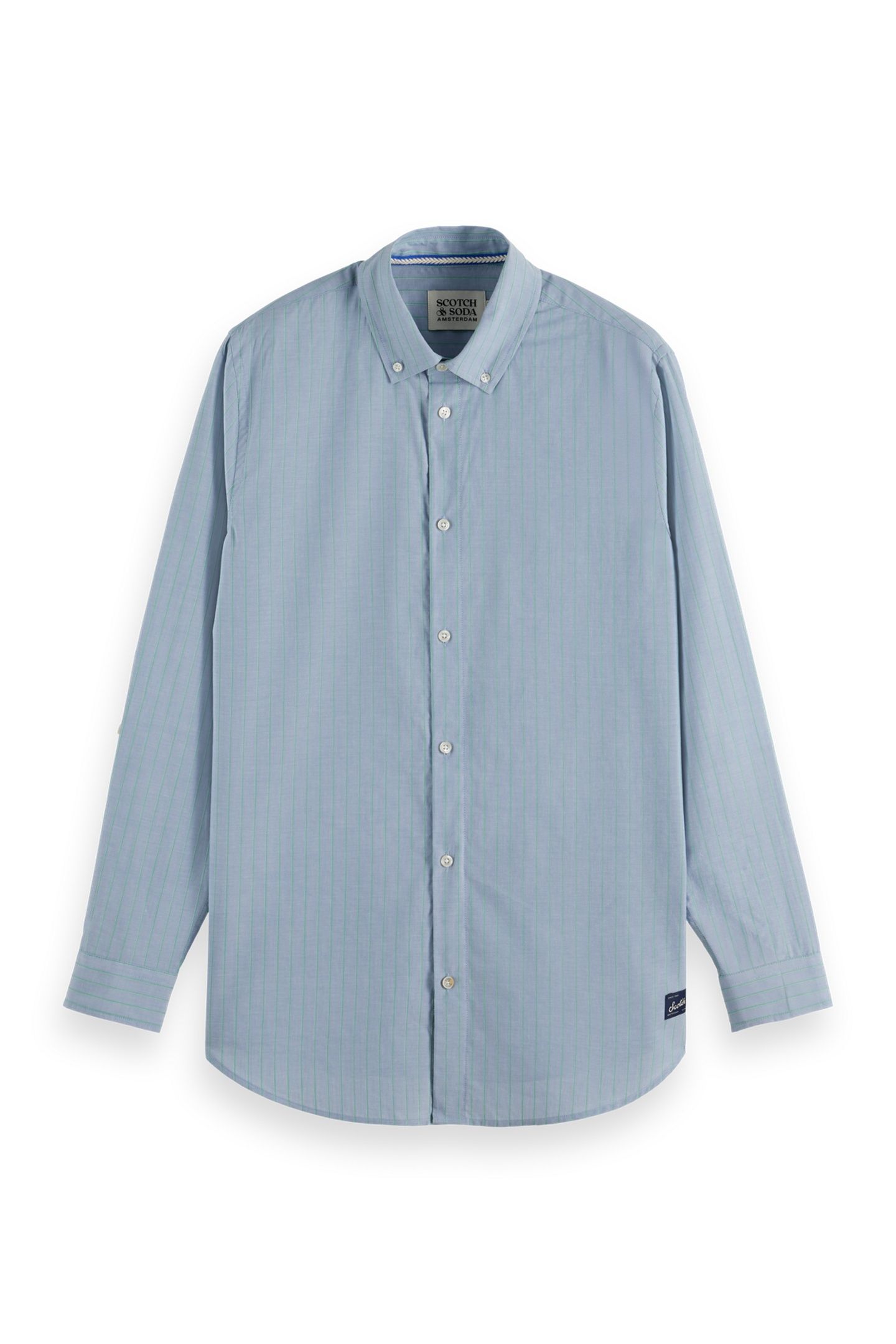 YARN-DYED STRIPE SHIRT FADED DENIM / GREEN SPRUCE STRIPE 4