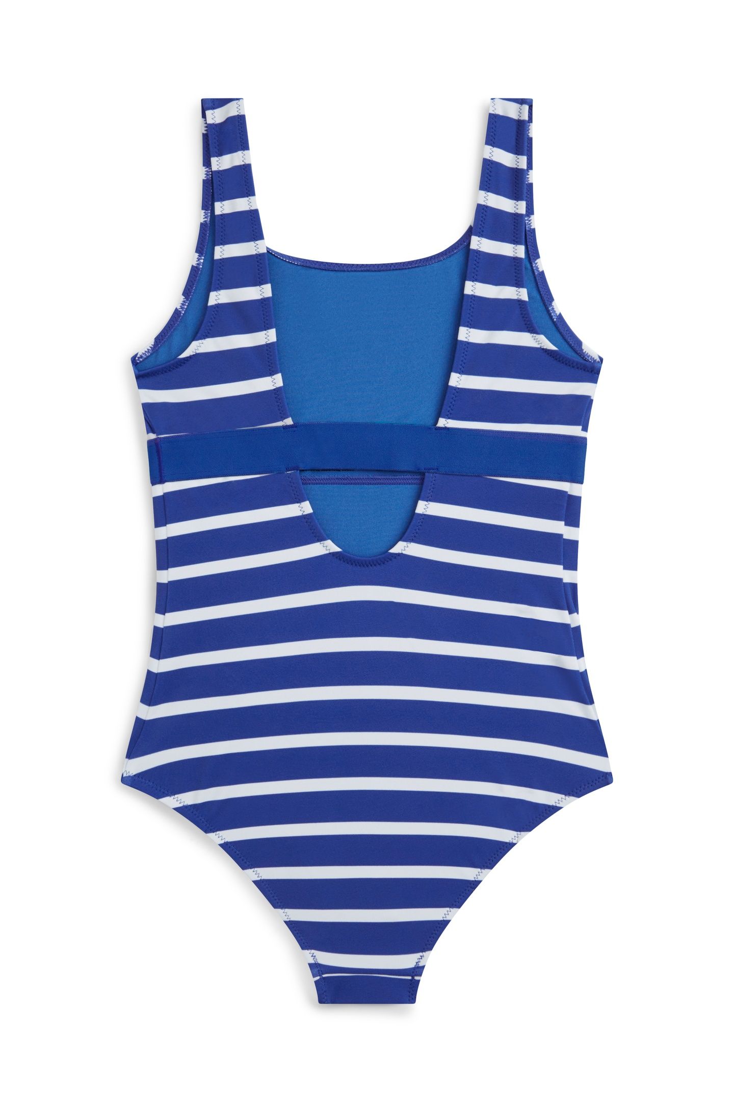 GIRLS SQUARE NECK ONE PIECE BLUE ORBIT BRETON STRIPE 2