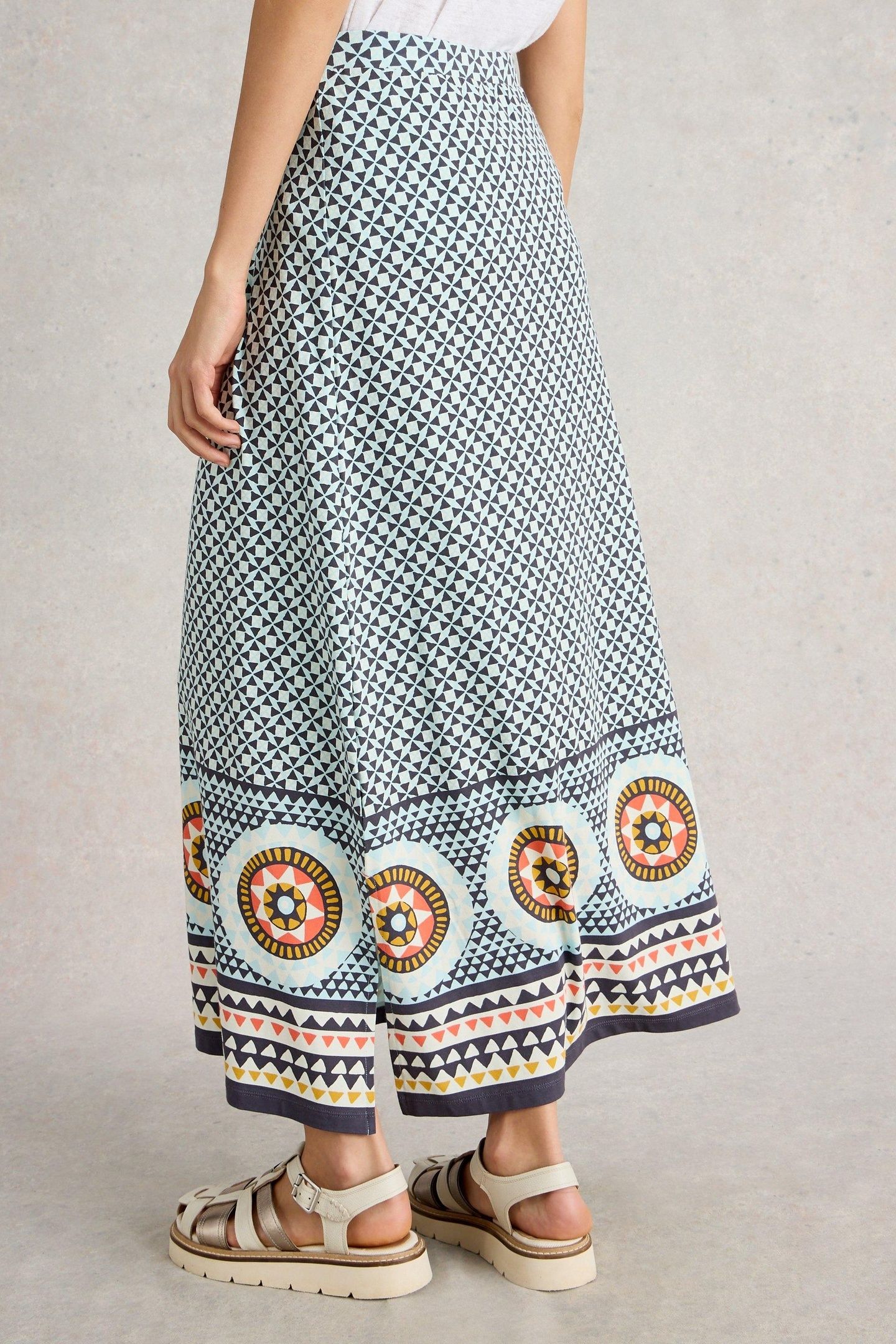 FAY JERSEY MAXI COLUMN SKIRT BLUE MULTI 3