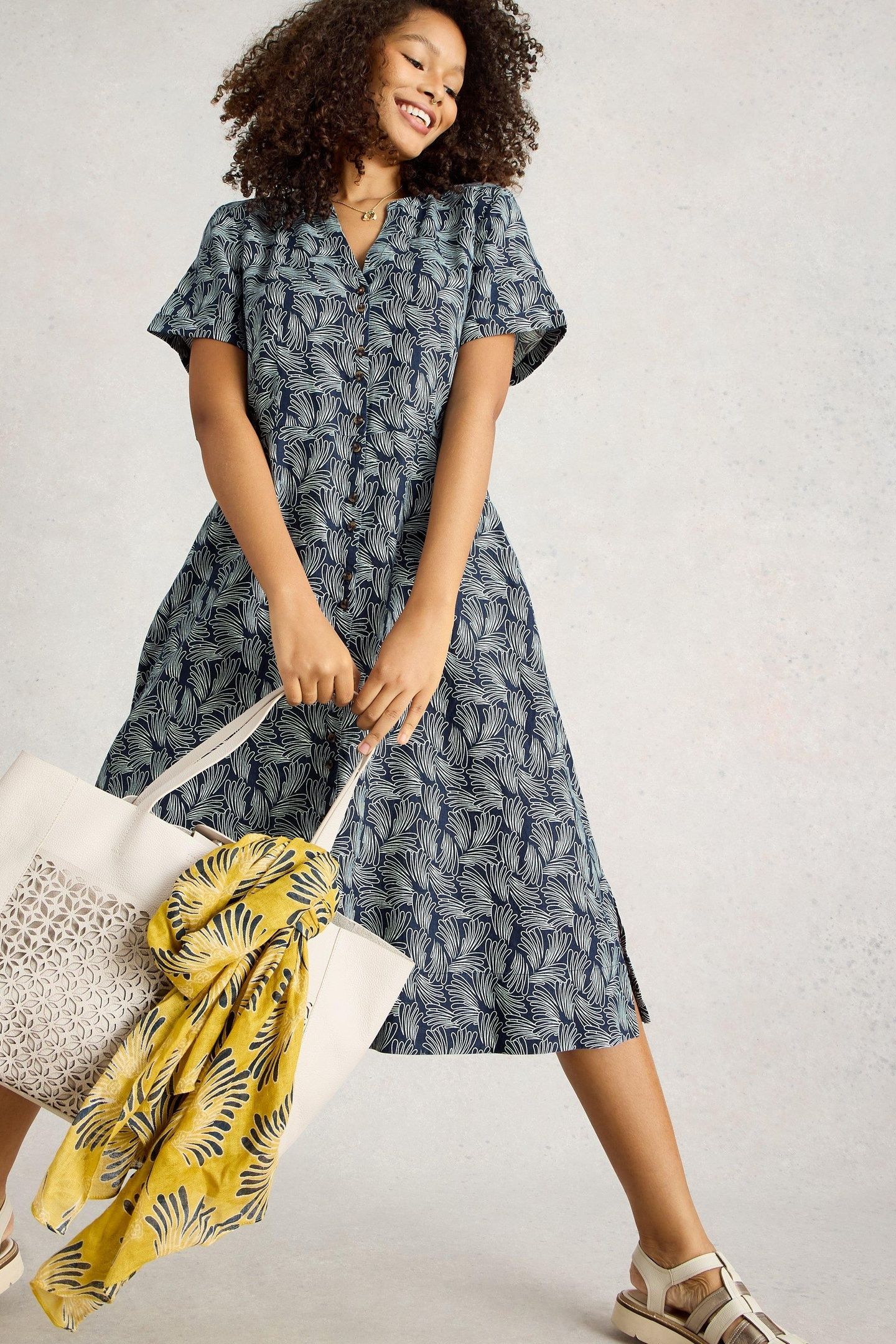 IRIS LINEN DRESS NAVY PRINT 9
