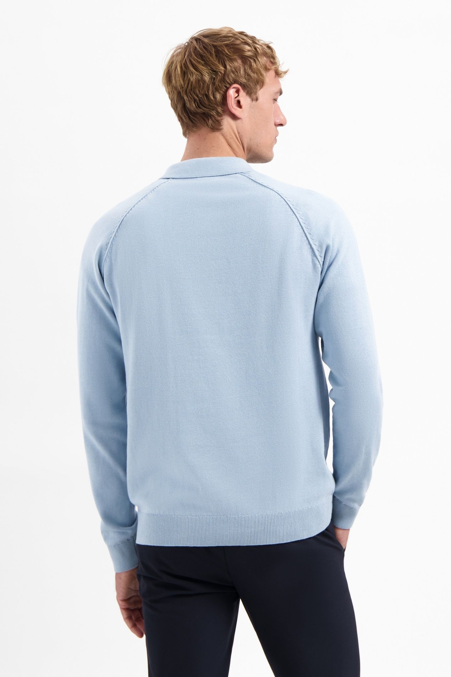 PULLOVER POLO HALF ZIP SOLID DUSTY BLUE 4