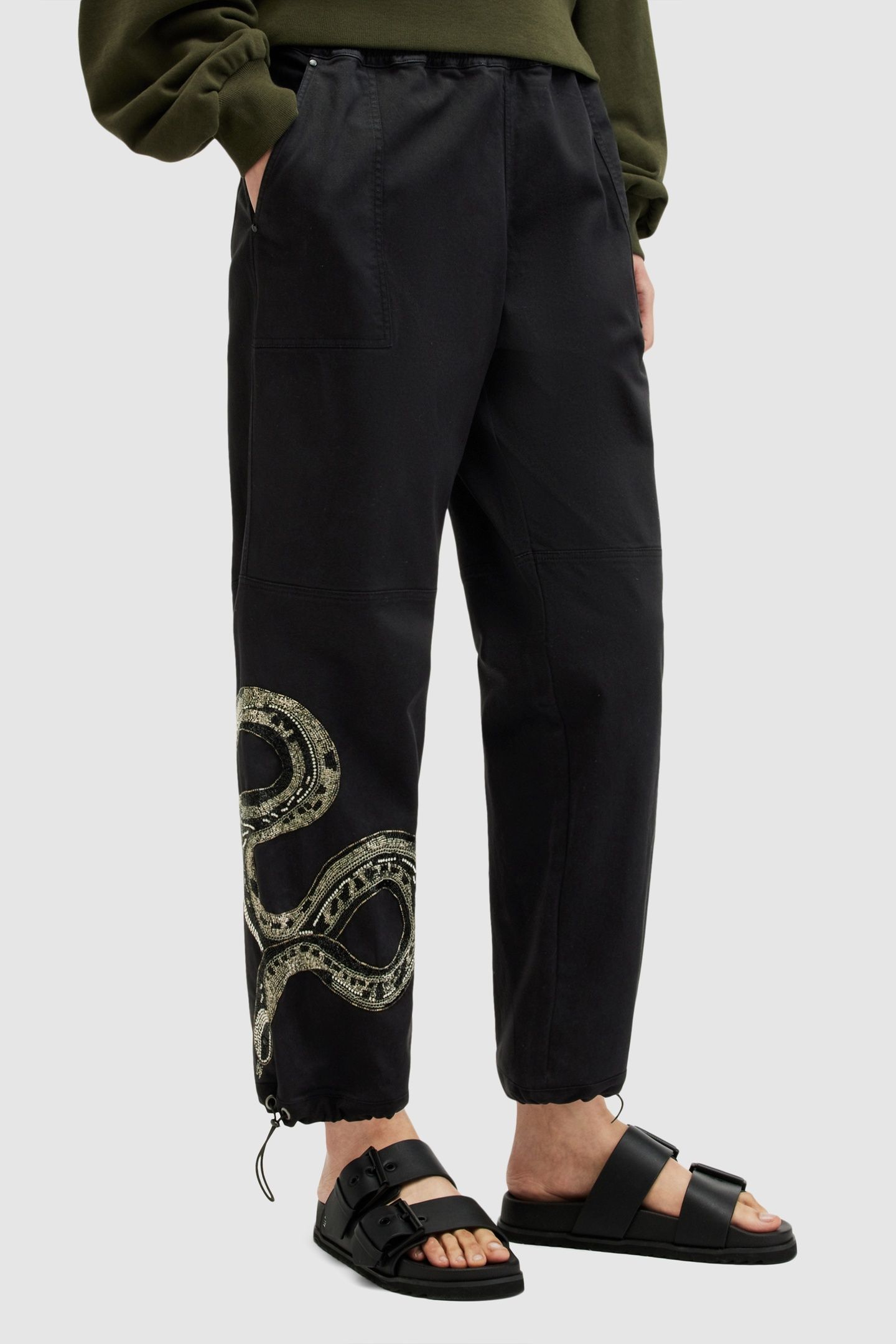 YAS EMB TROUSER WASHED BLACK 2