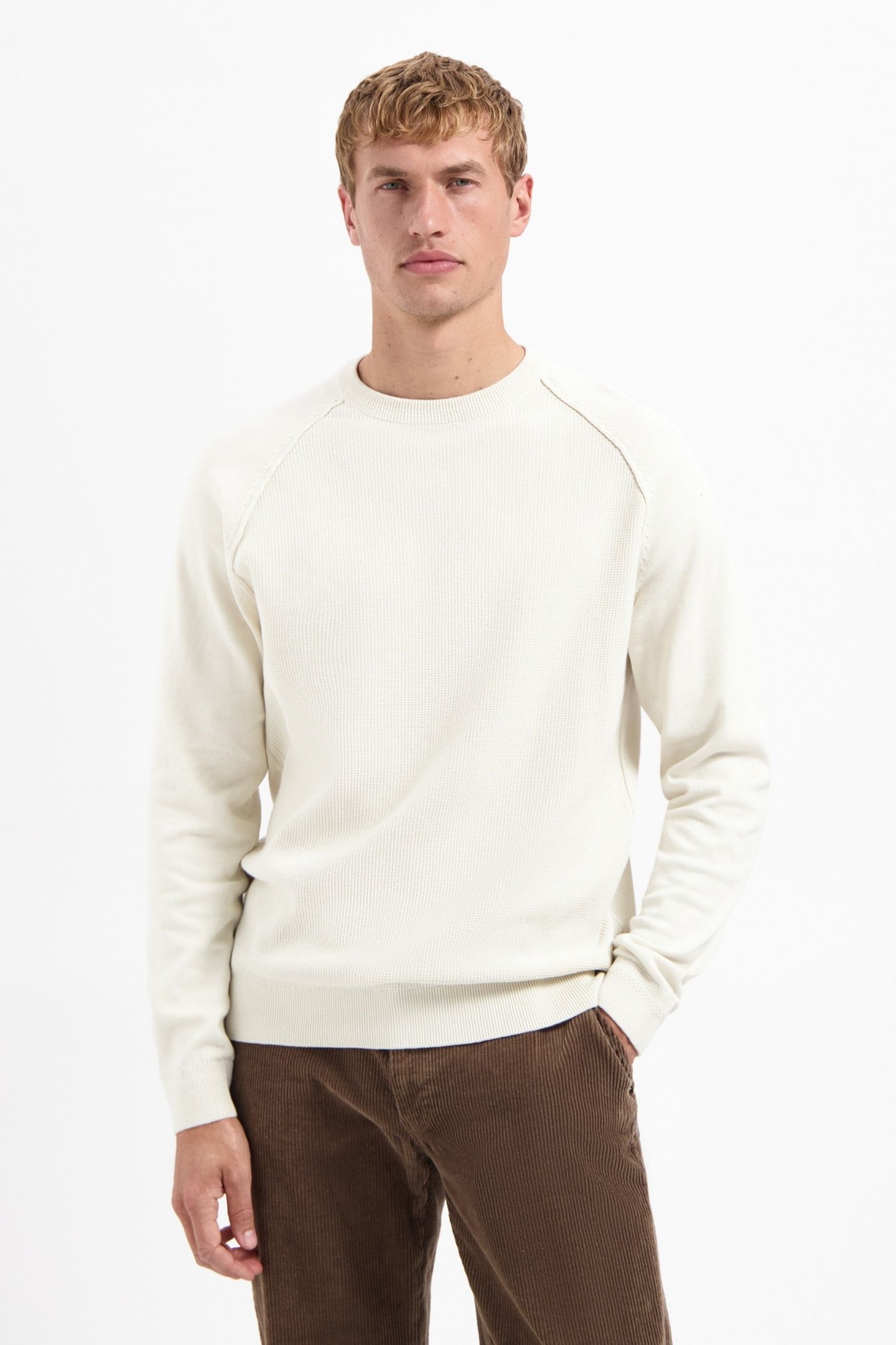 PULLOVER CREWNECK SOLID WAFFLE KNIT KIT 1