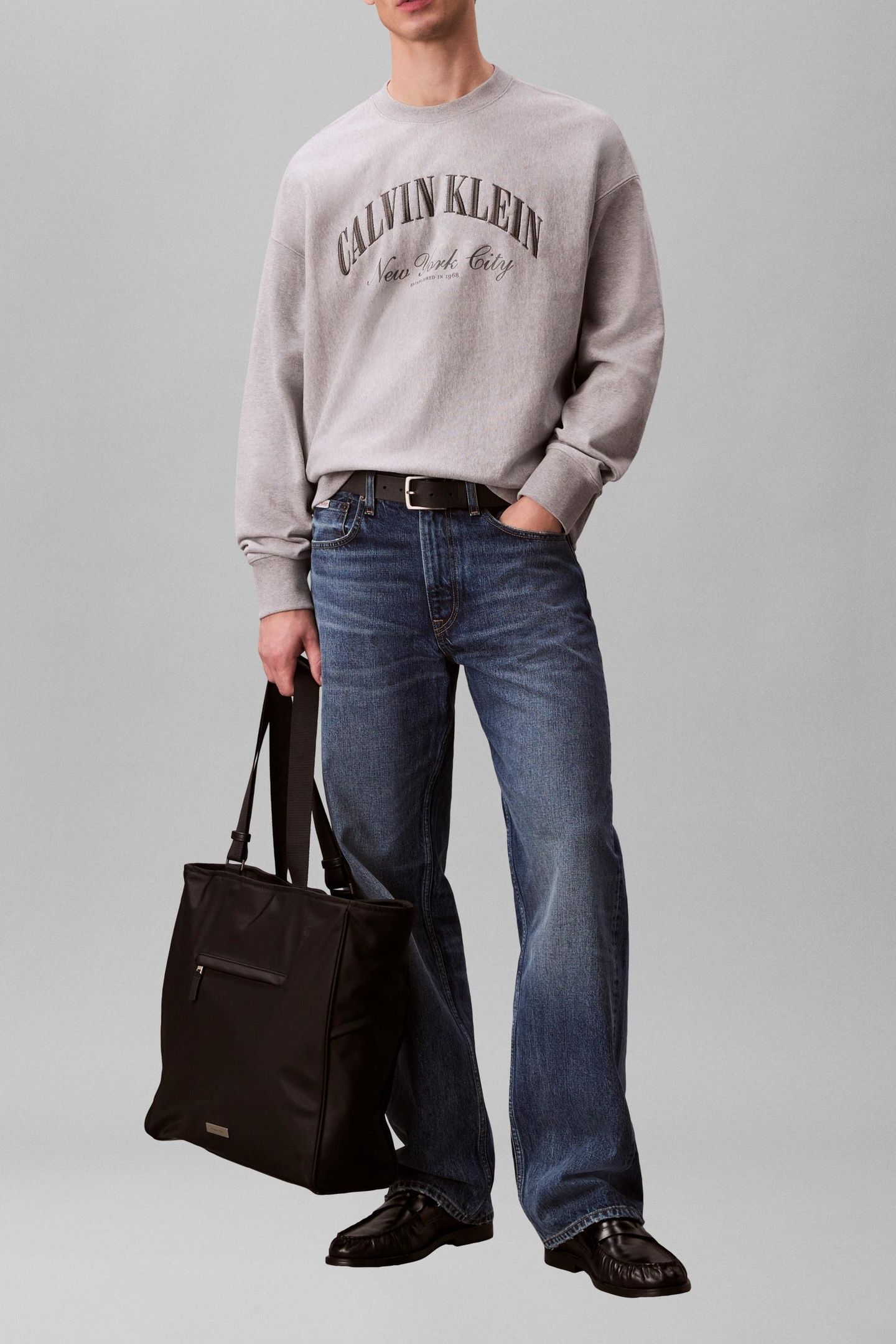 LONG SLEEVE PREMIUM TERRY CALVIN LOGO HEROIC GREY HTR 5
