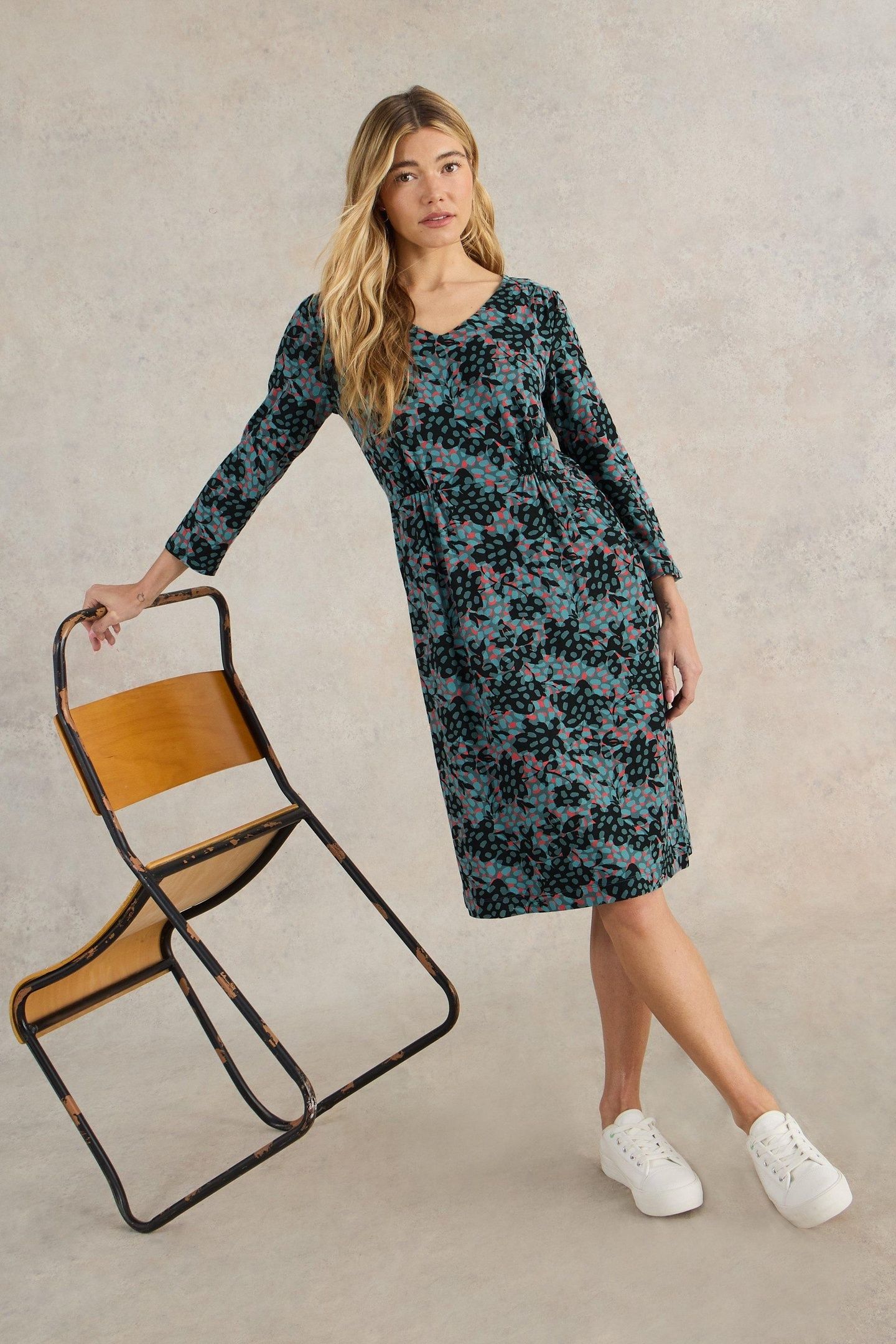 TALLIE JERSEY DRESS TEAL MULTI 7