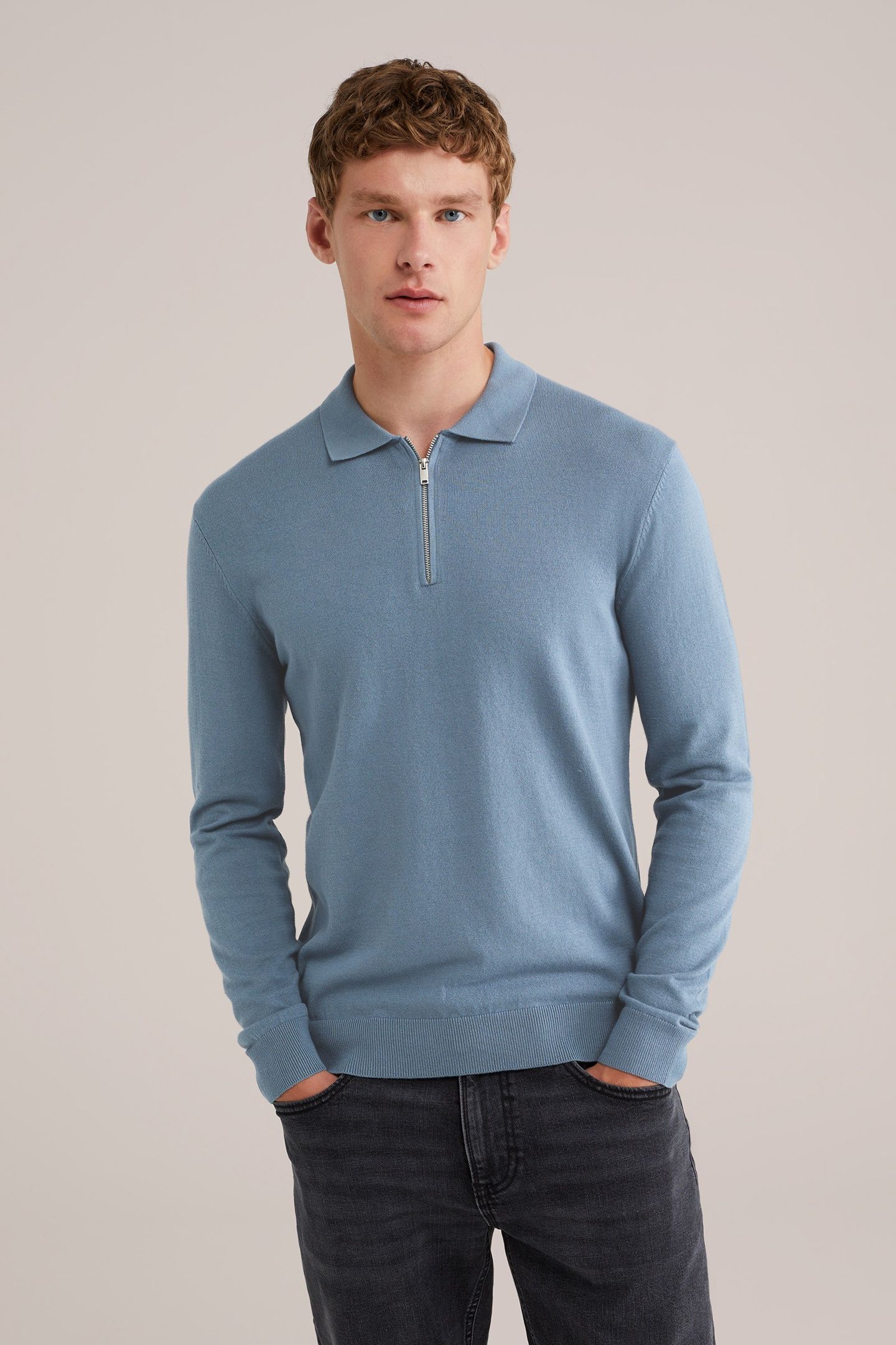 HALFWAY ZIPPER GREYISH BLUE 1