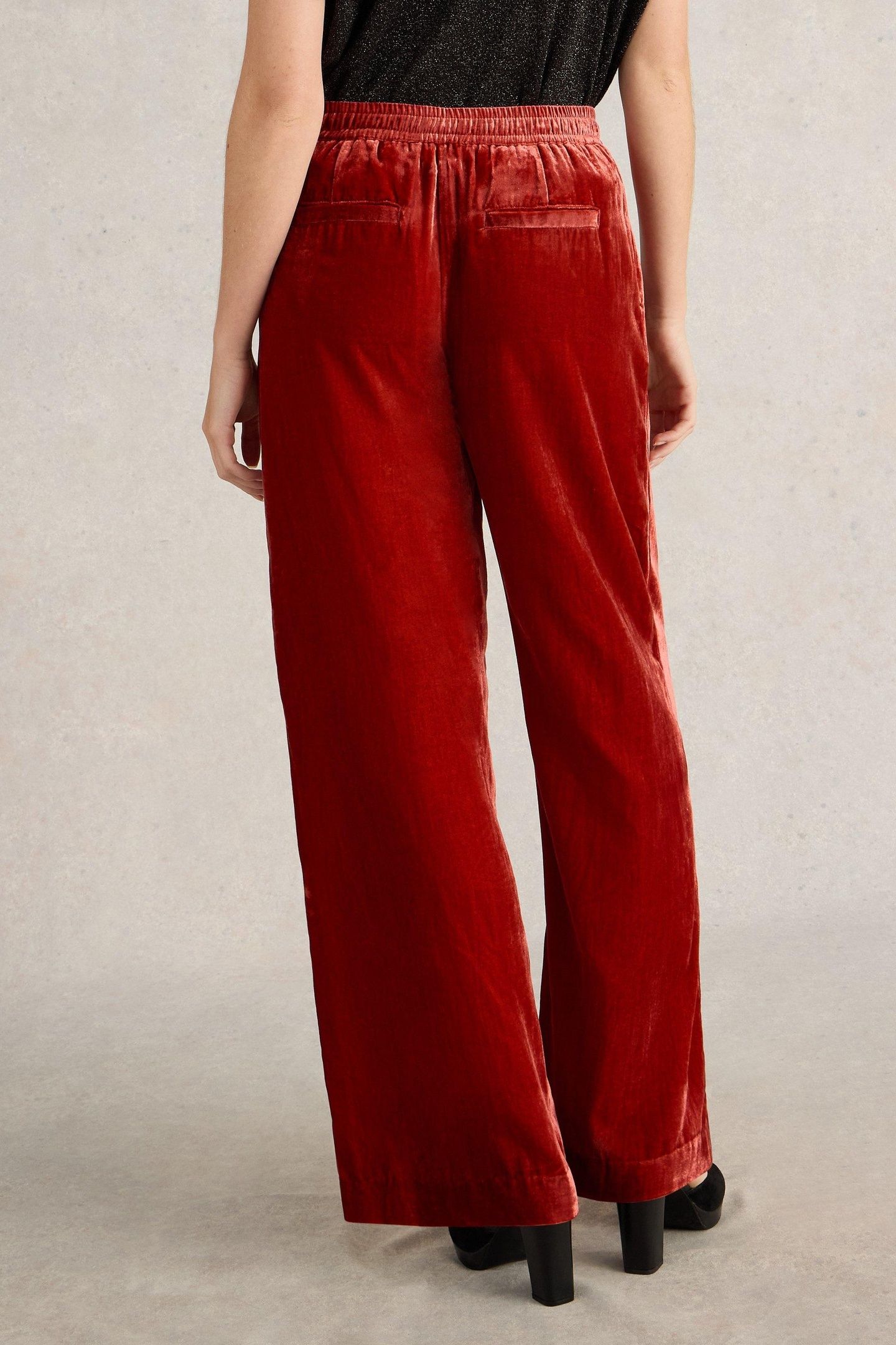 FREDA WIDE LEG VELVET TROUSER DARK ORANGE 2