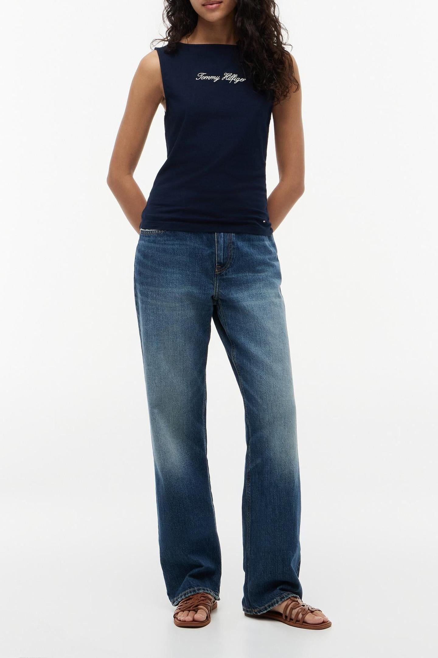 SLIM BOAT NECK TANK TOP DARK NIGHT NAVY 3