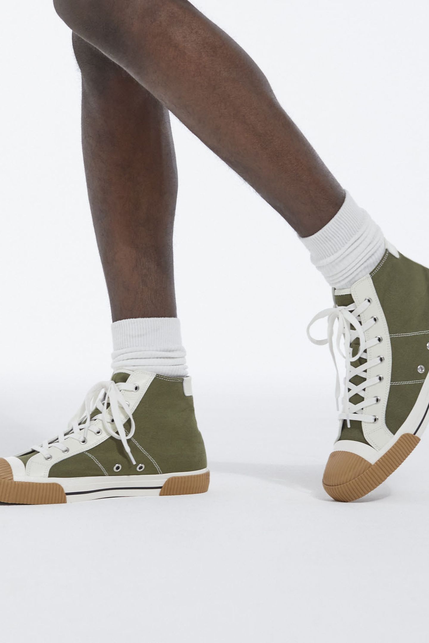 UNISEX CANVAS RIDING BASKET WITH LEATHER TRIM KAKI 3